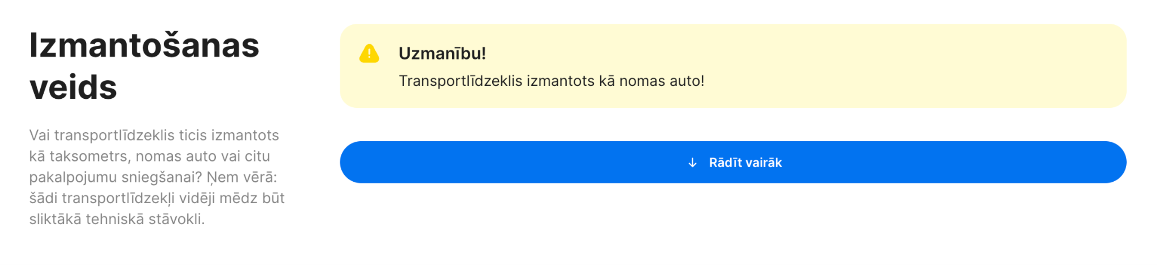 mērķa sadaļa "carVertical" pārskatā