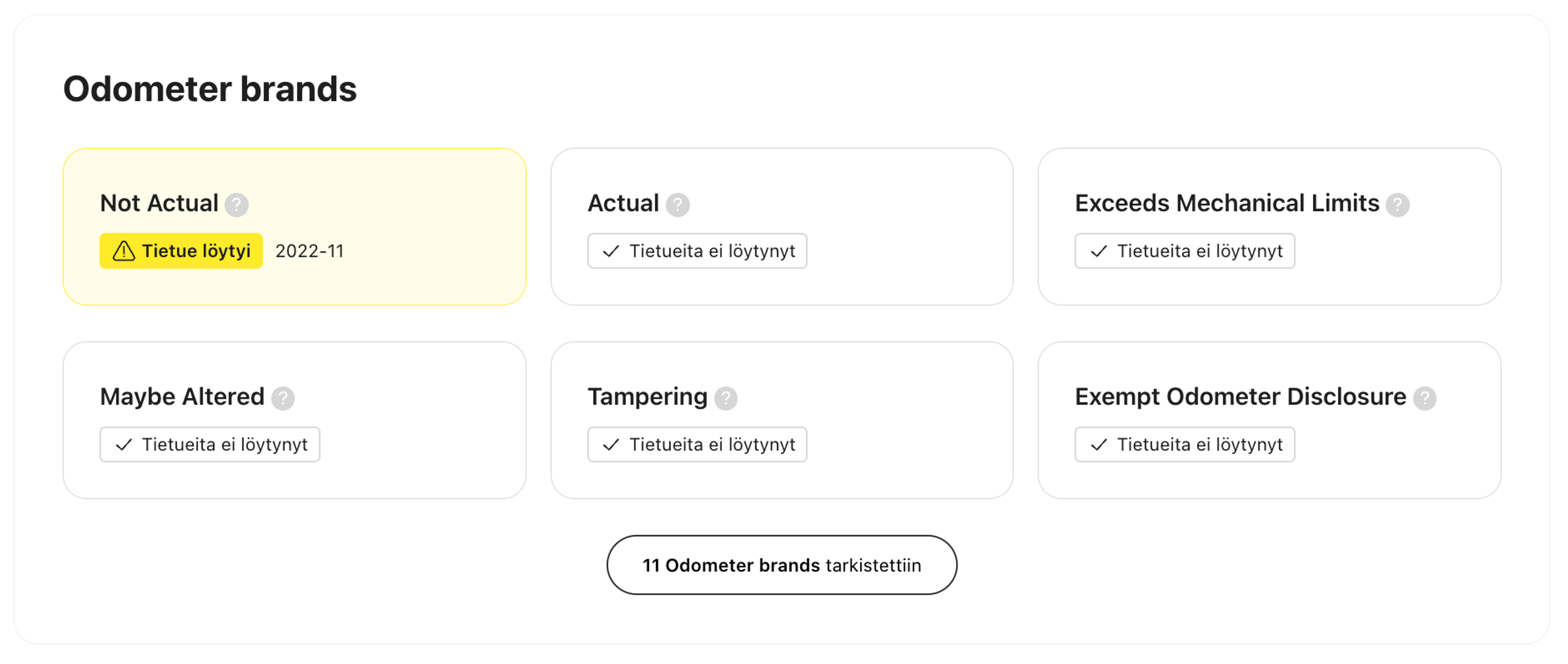 Matkamittarileimat carVerticalin raportissa