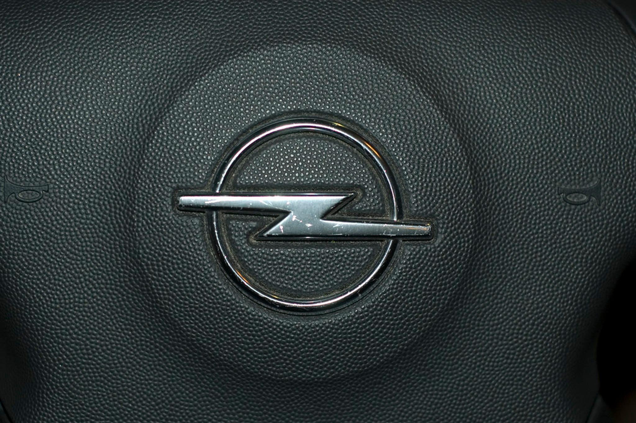 Opel badging on a steering wheel