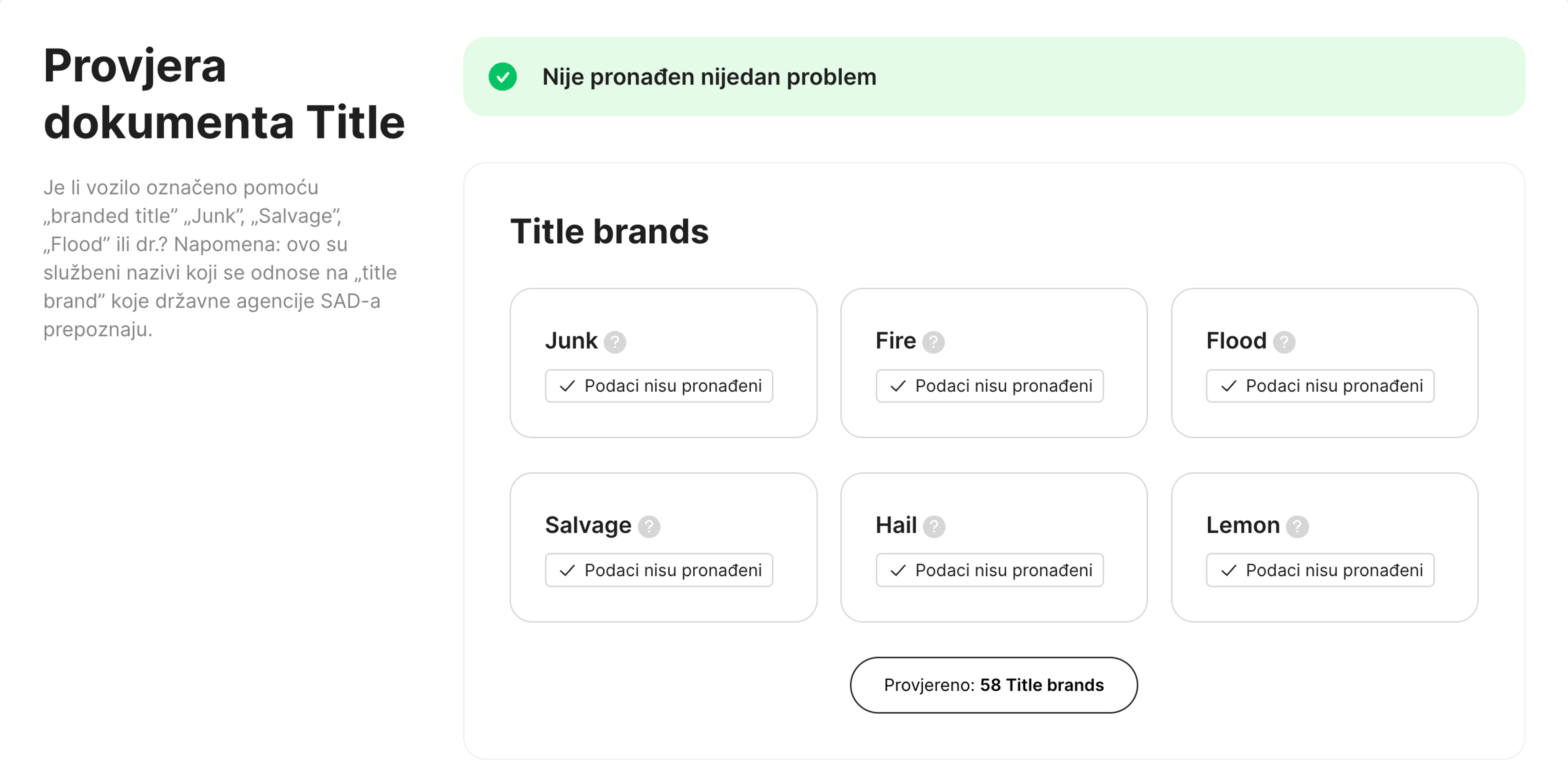 provjera naslova u carVertical izvješću