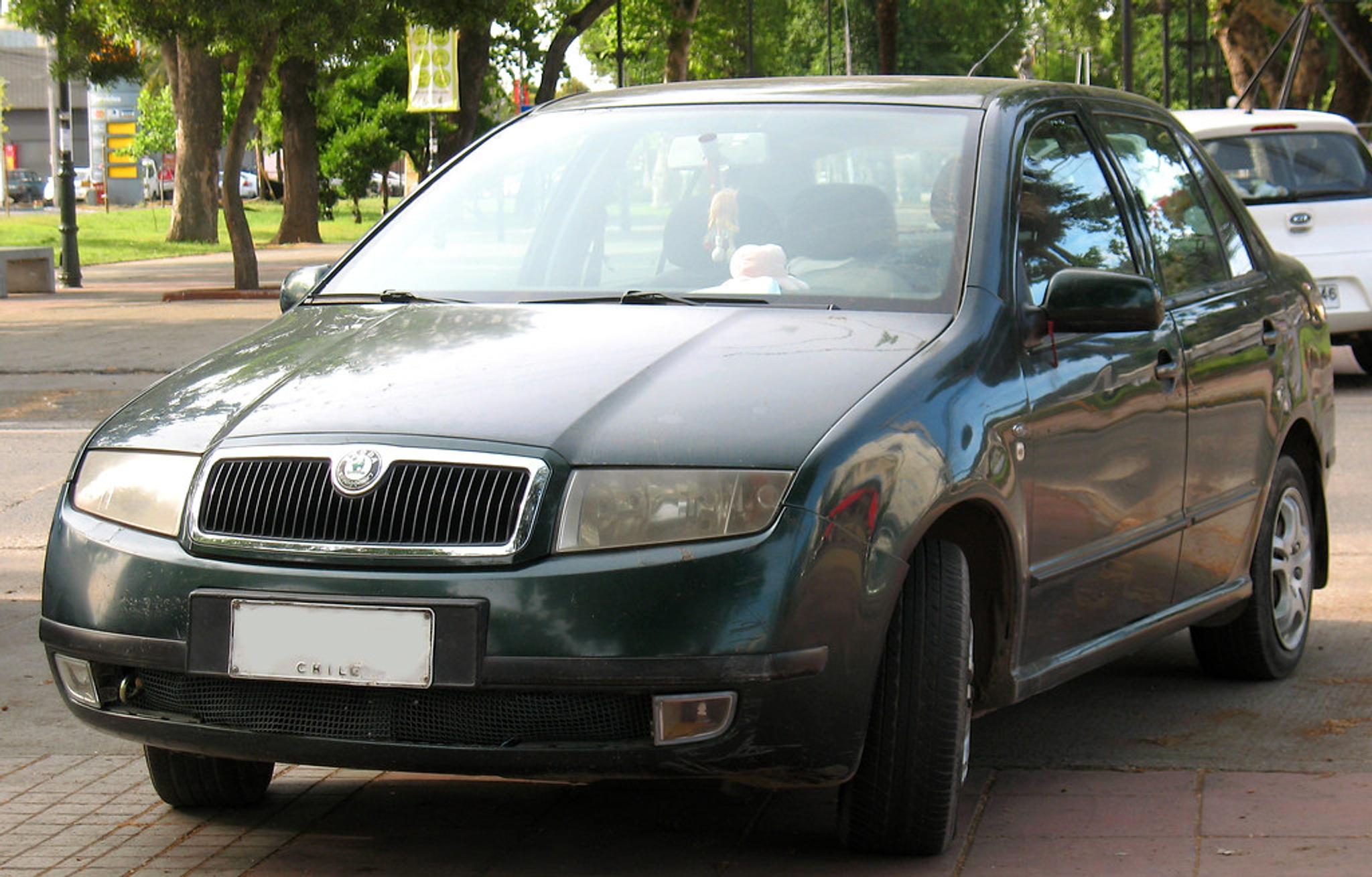 Grey Skoda Fabia saloon 1.2