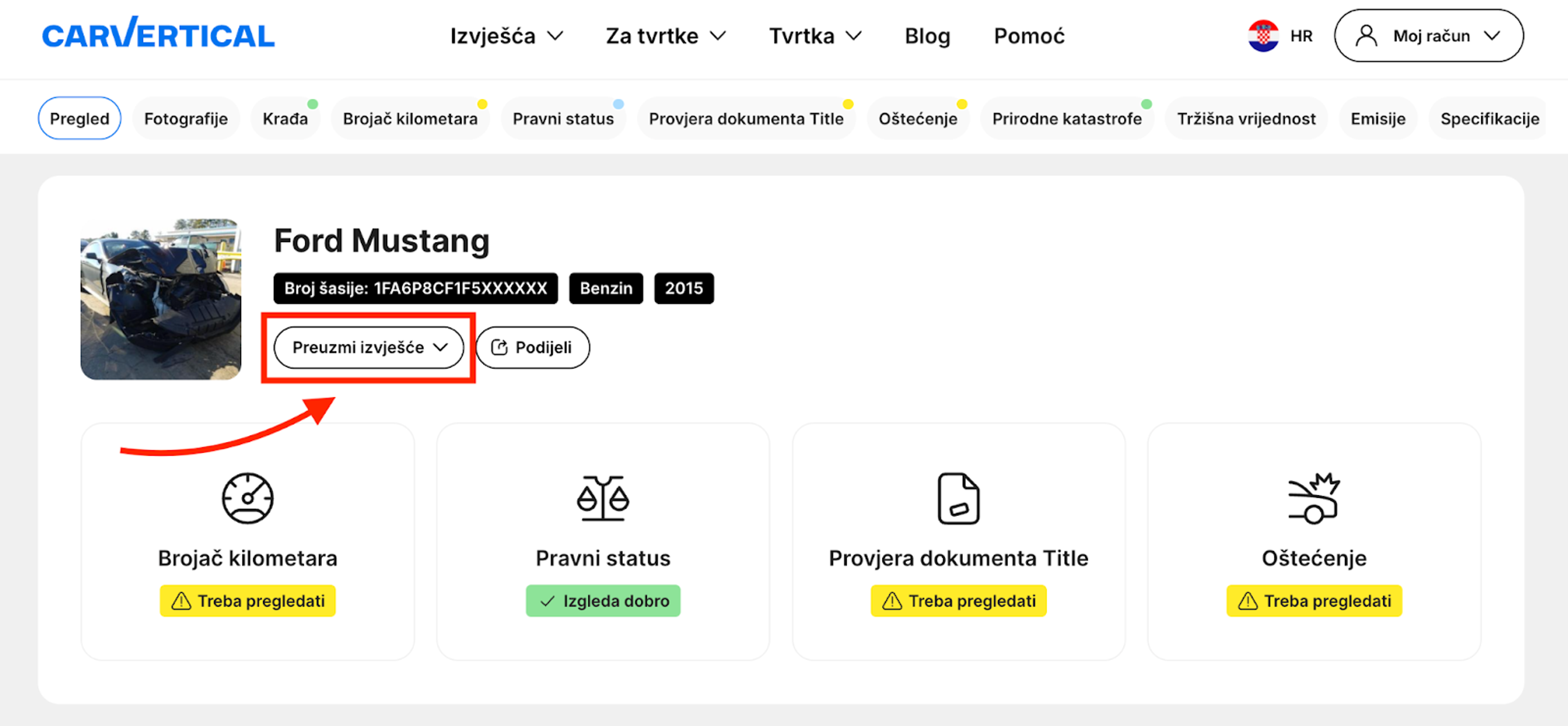 Izvadak iz izvješća o povijesti za Ford Mustang