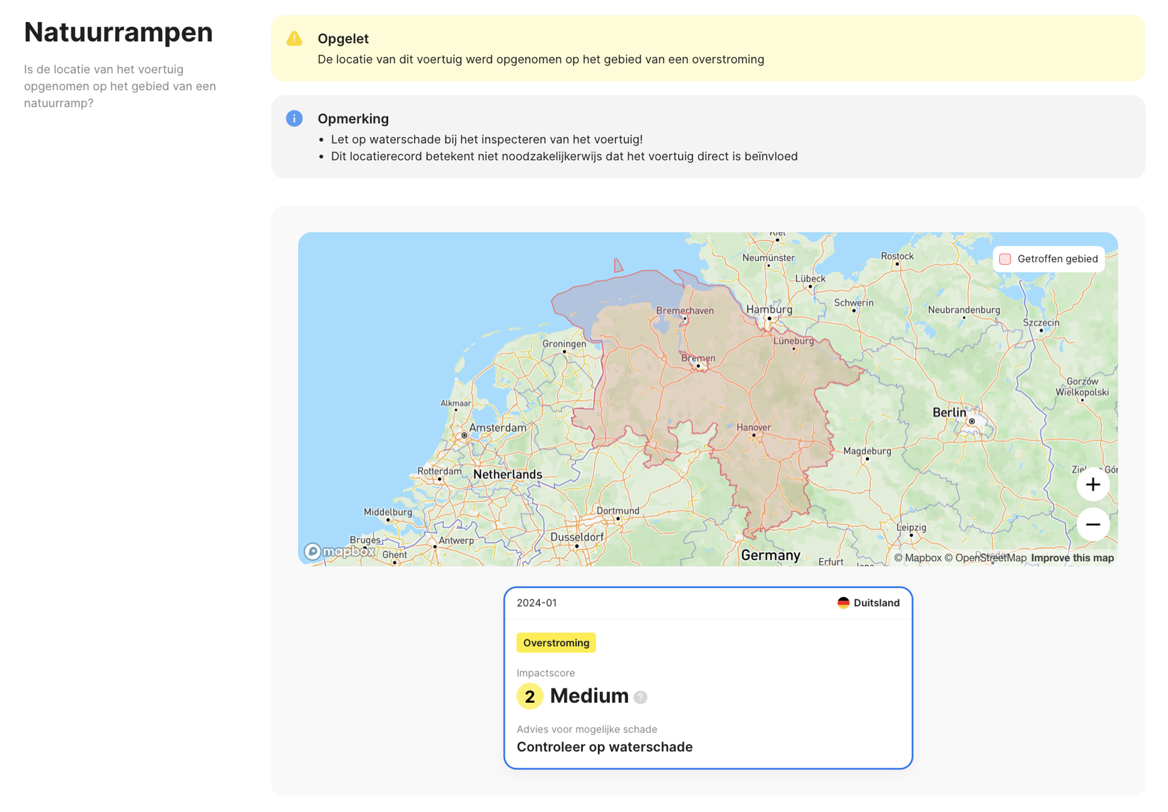 sectie natuurramp in carVertical-rapport