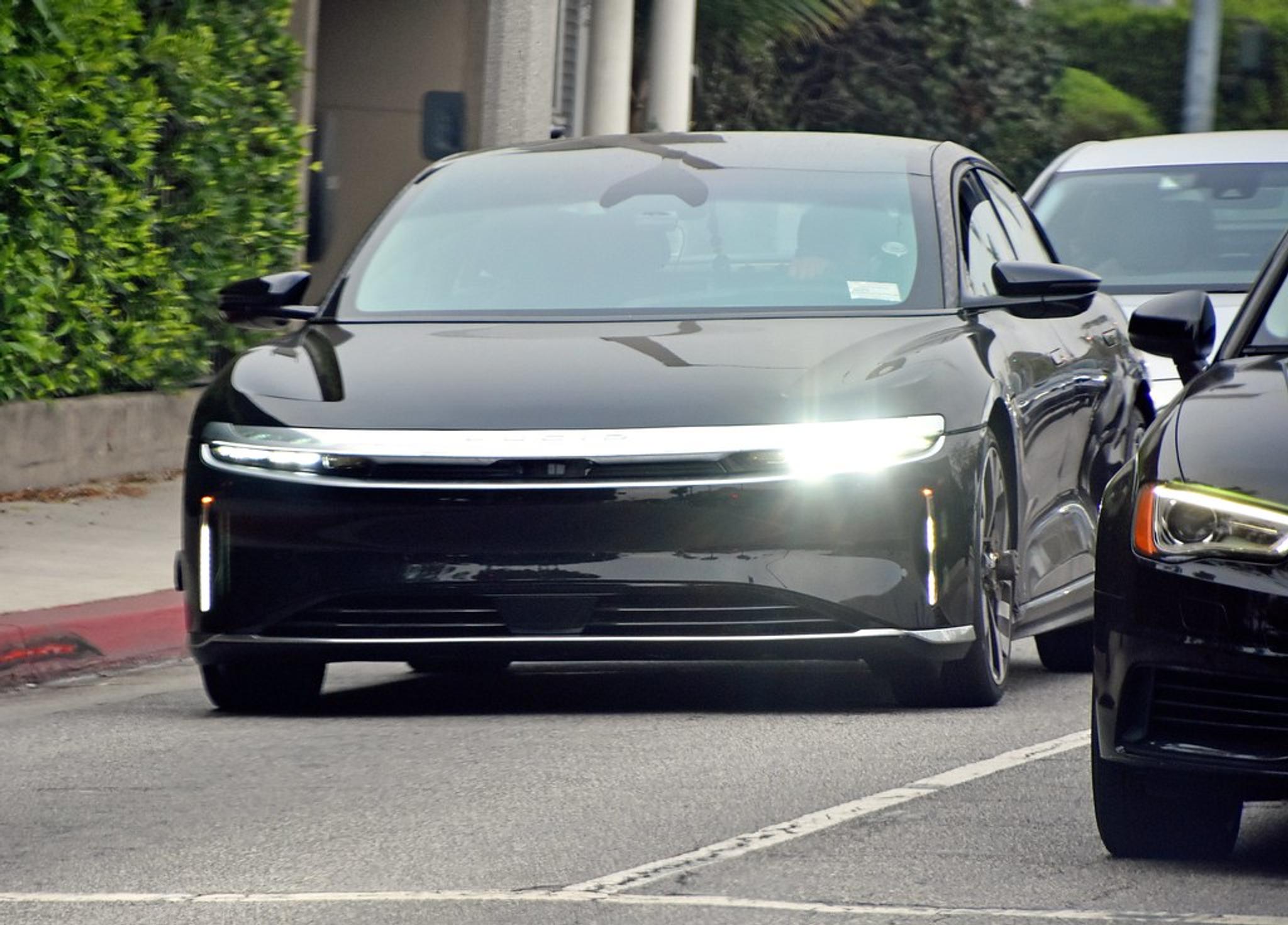 Black Lucid Air driving