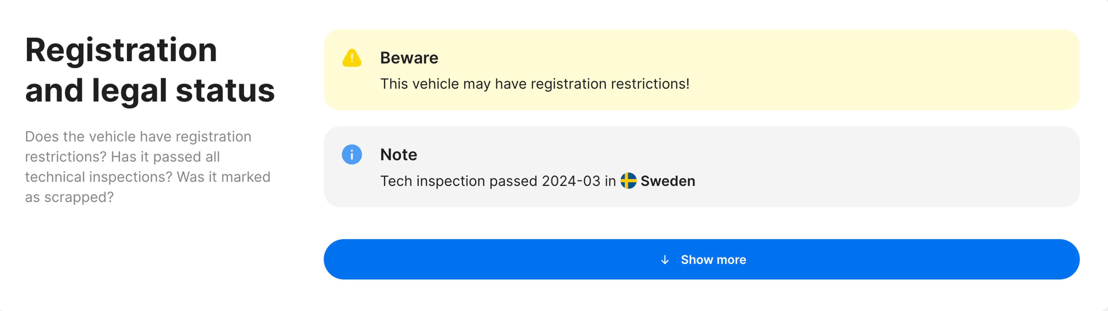 registration and legal status in carVertical report