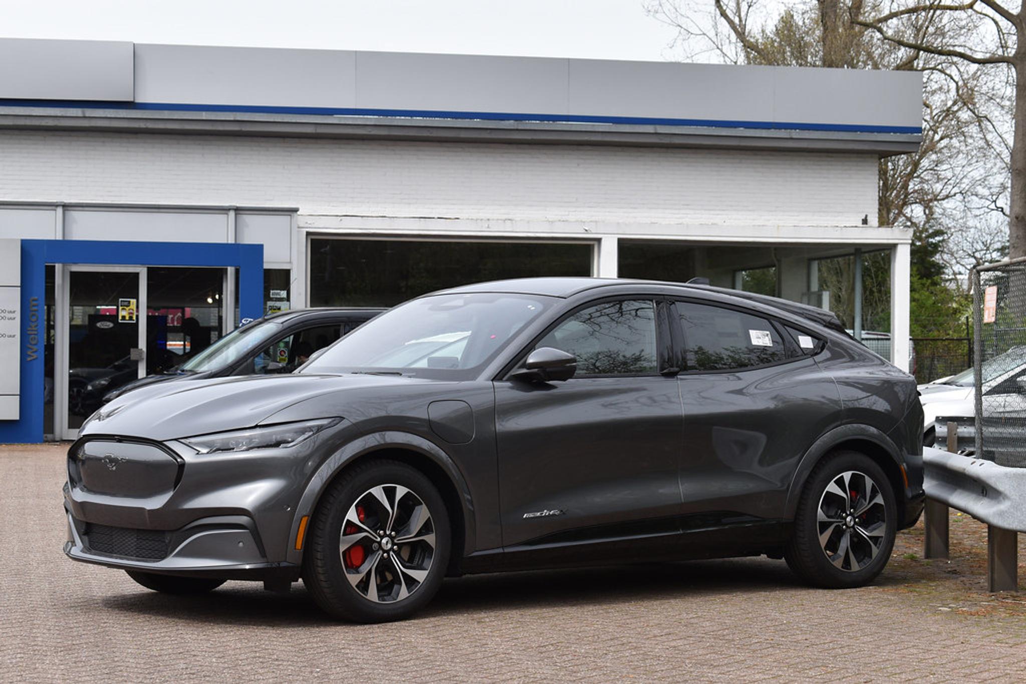 Dark grey fully electric Ford Mustang Mach E