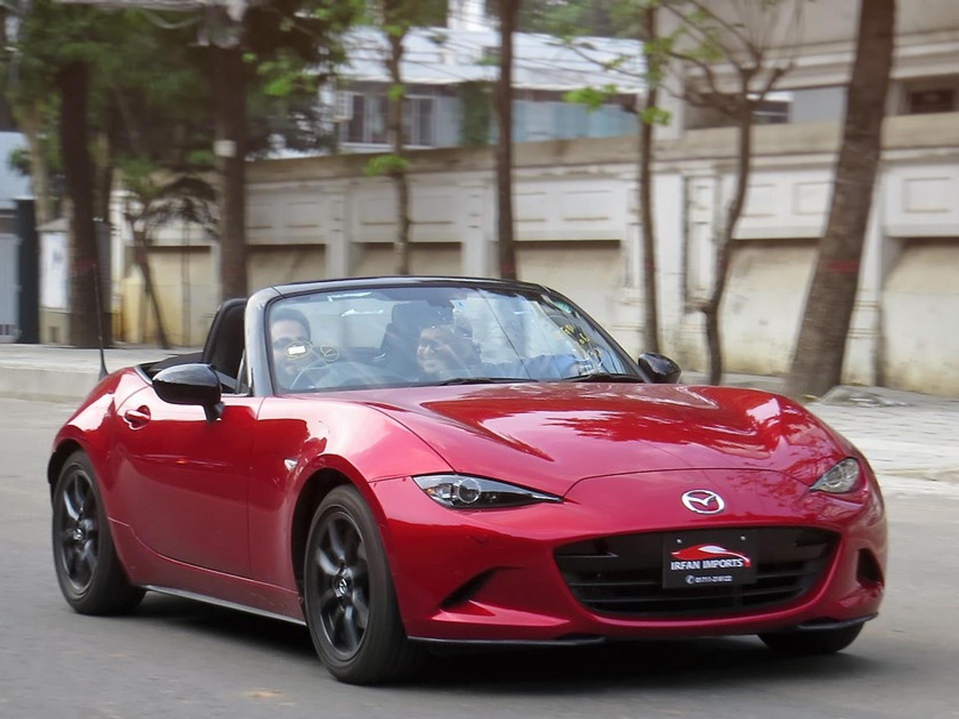 Cherry red Mazda MX-5 Miata