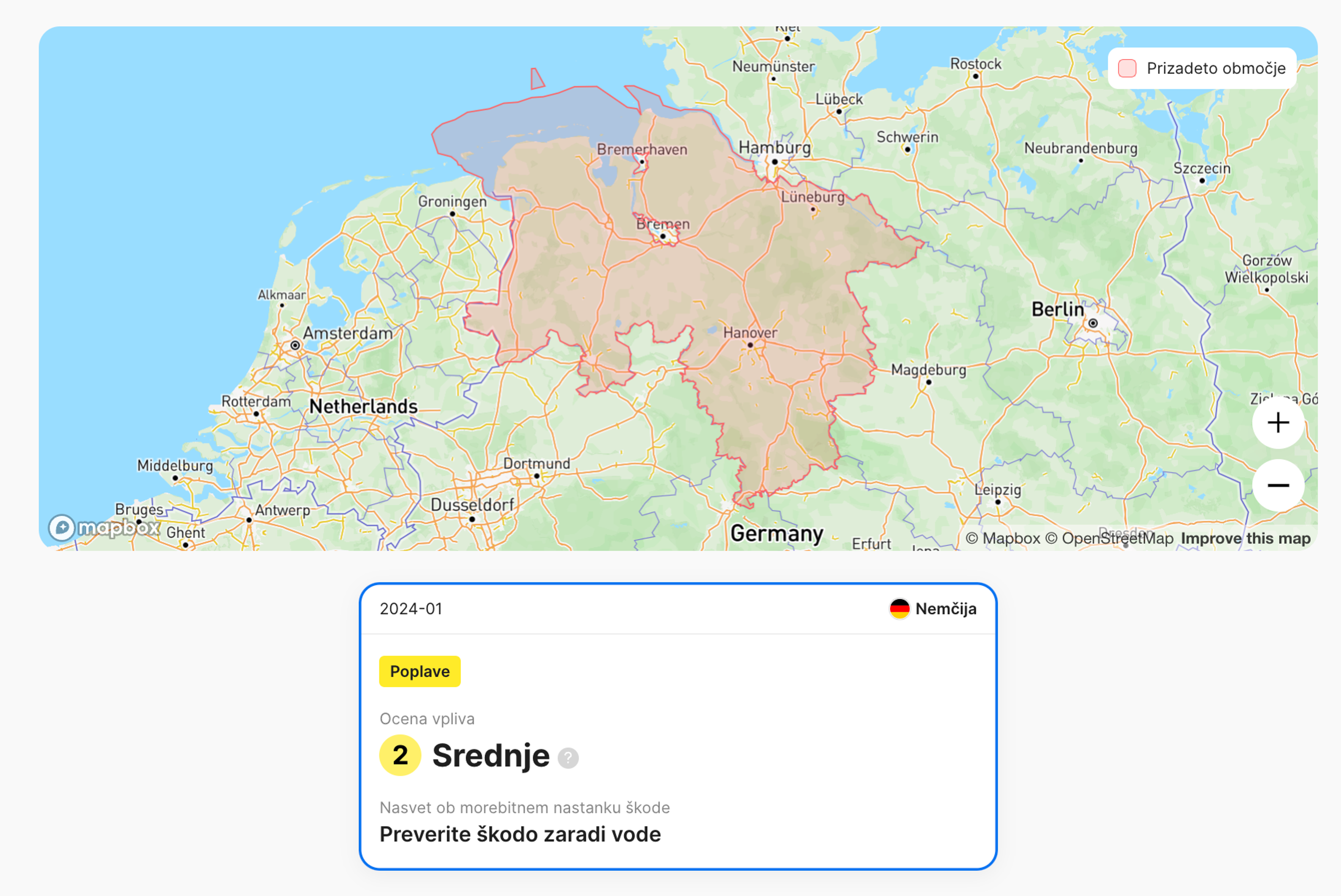 škoda zaradi poplav, zaznana v poročilu carVertical