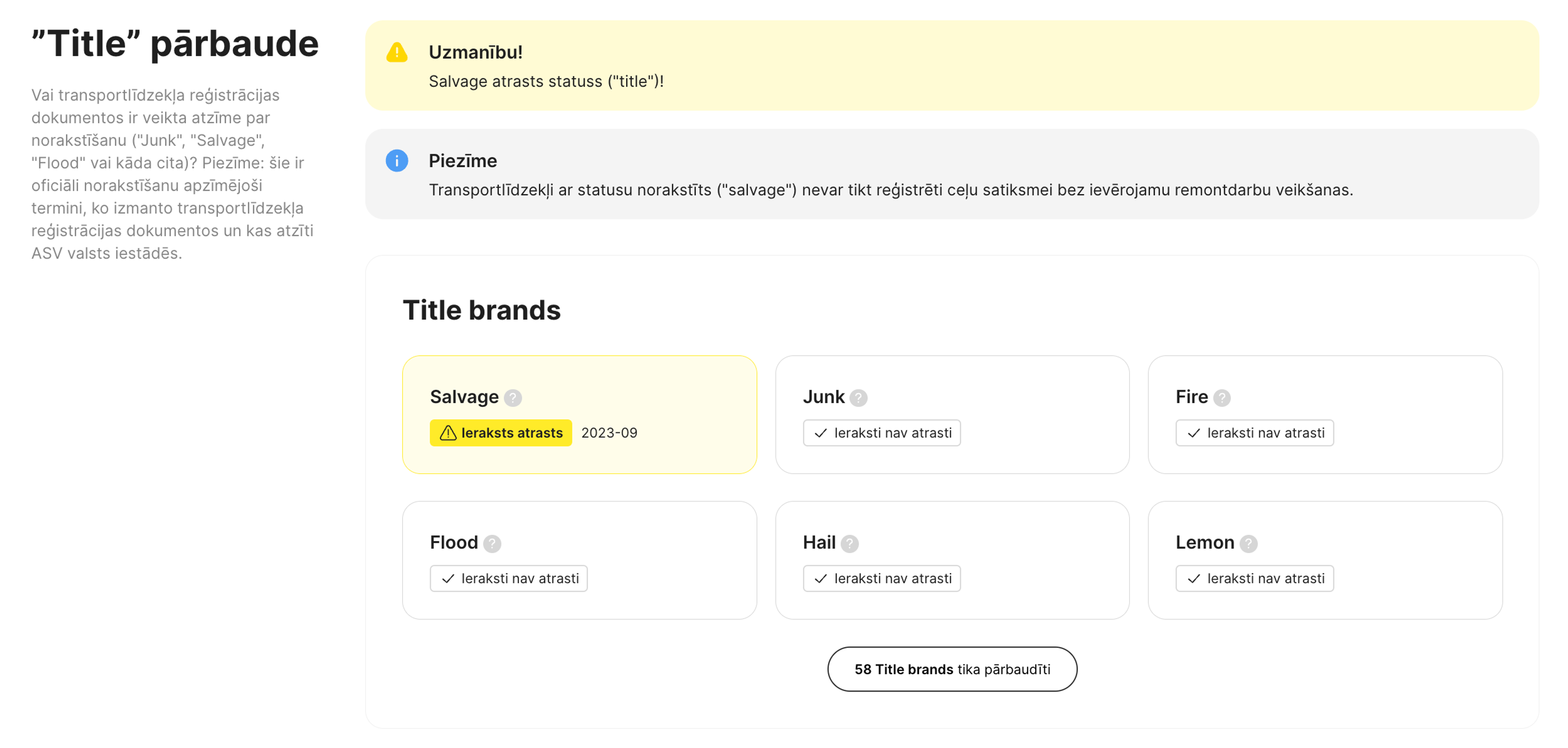 glābšanas virsraksts atrasts carVertical pārskatā