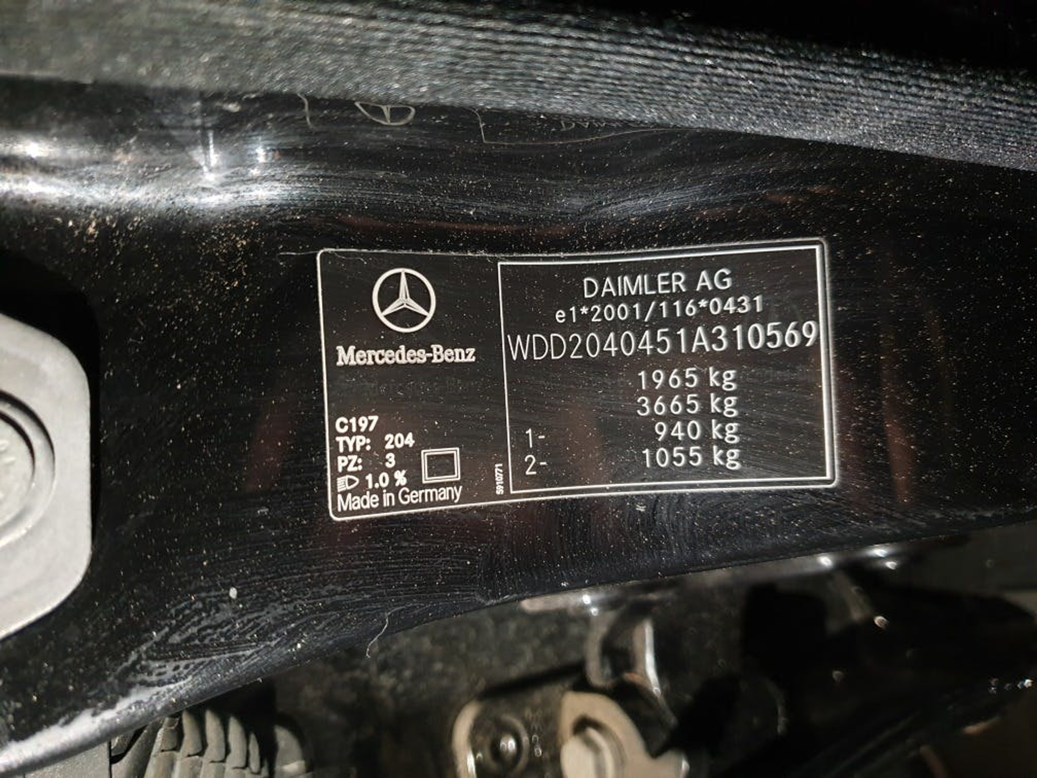 Plaque d'immatriculation Mercedes-Benz VIN, code vin, numéro VIN