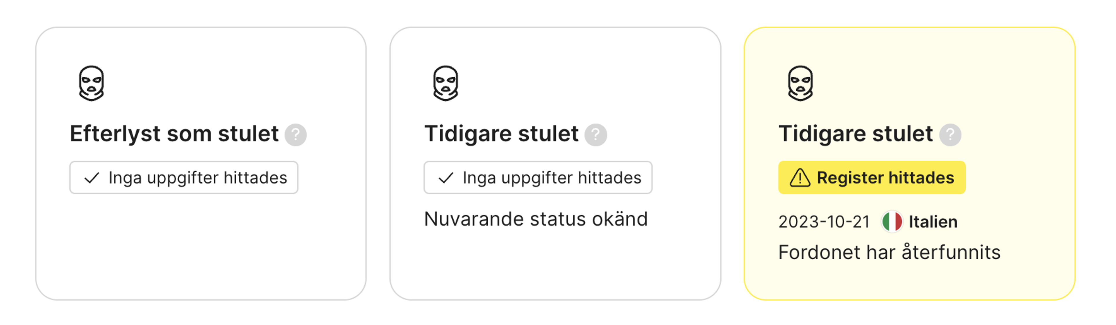 fordonets status