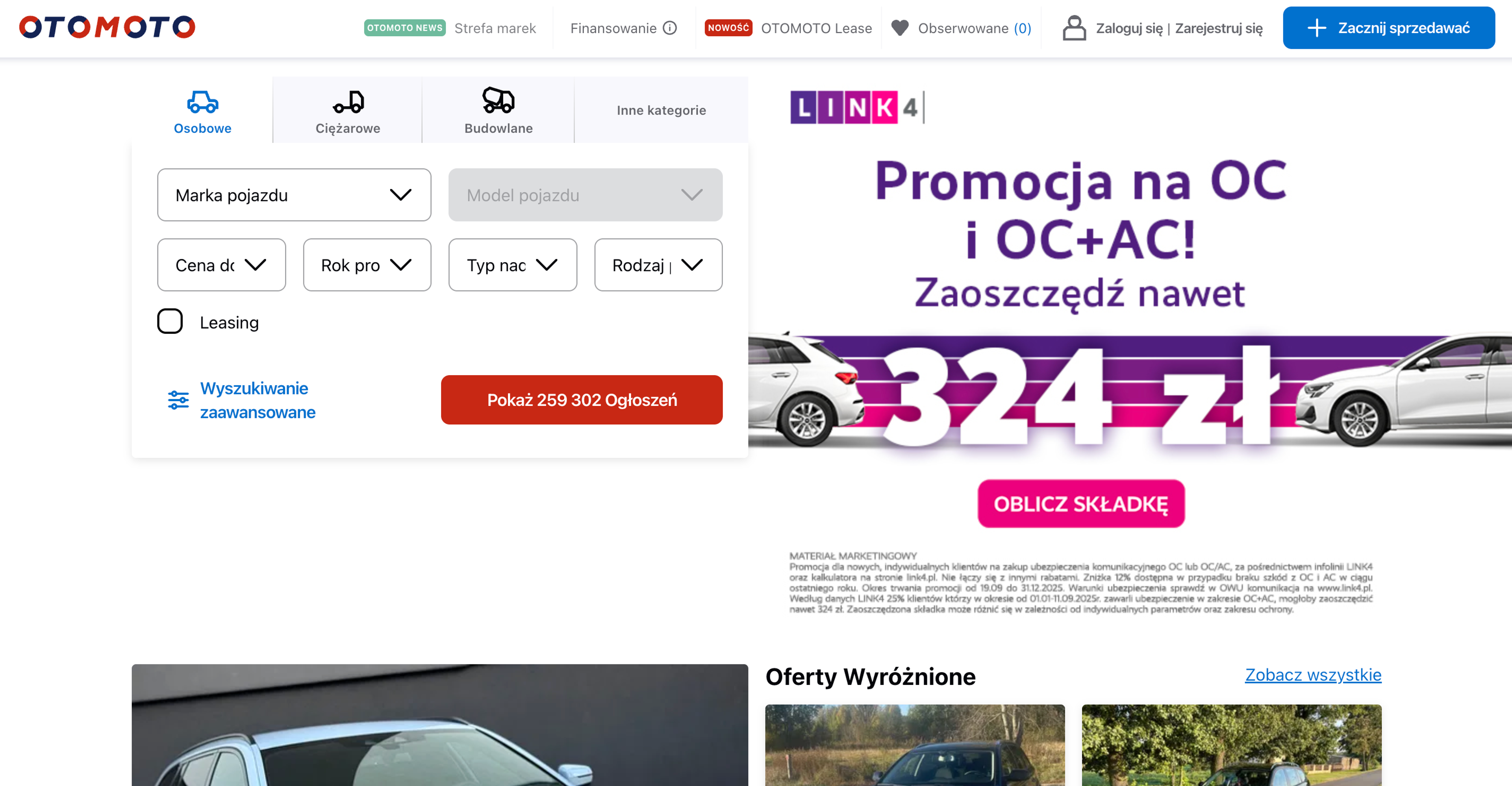 Strona główna serwisu Otomoto