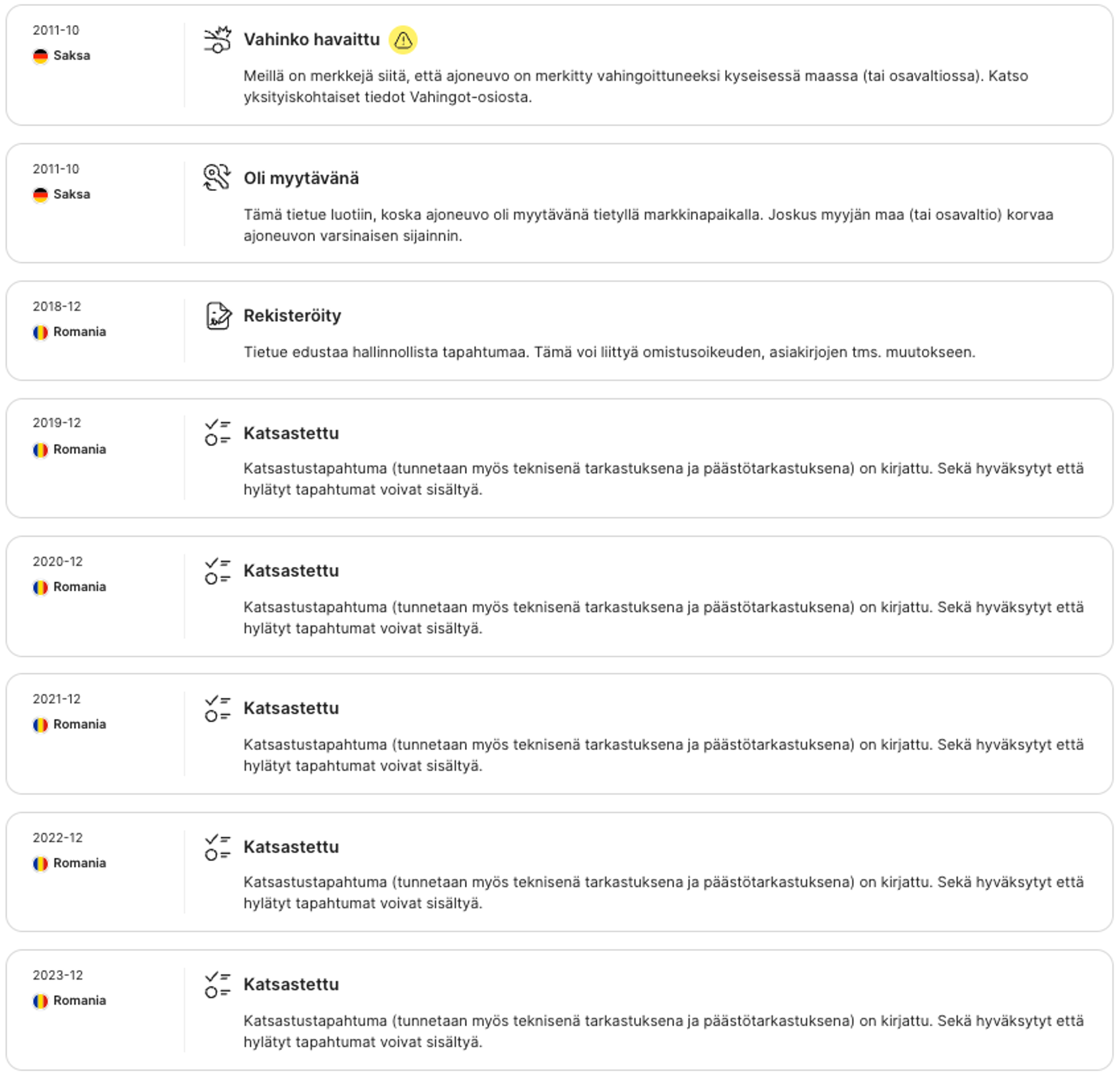 Ajoneuvon historian aikajana