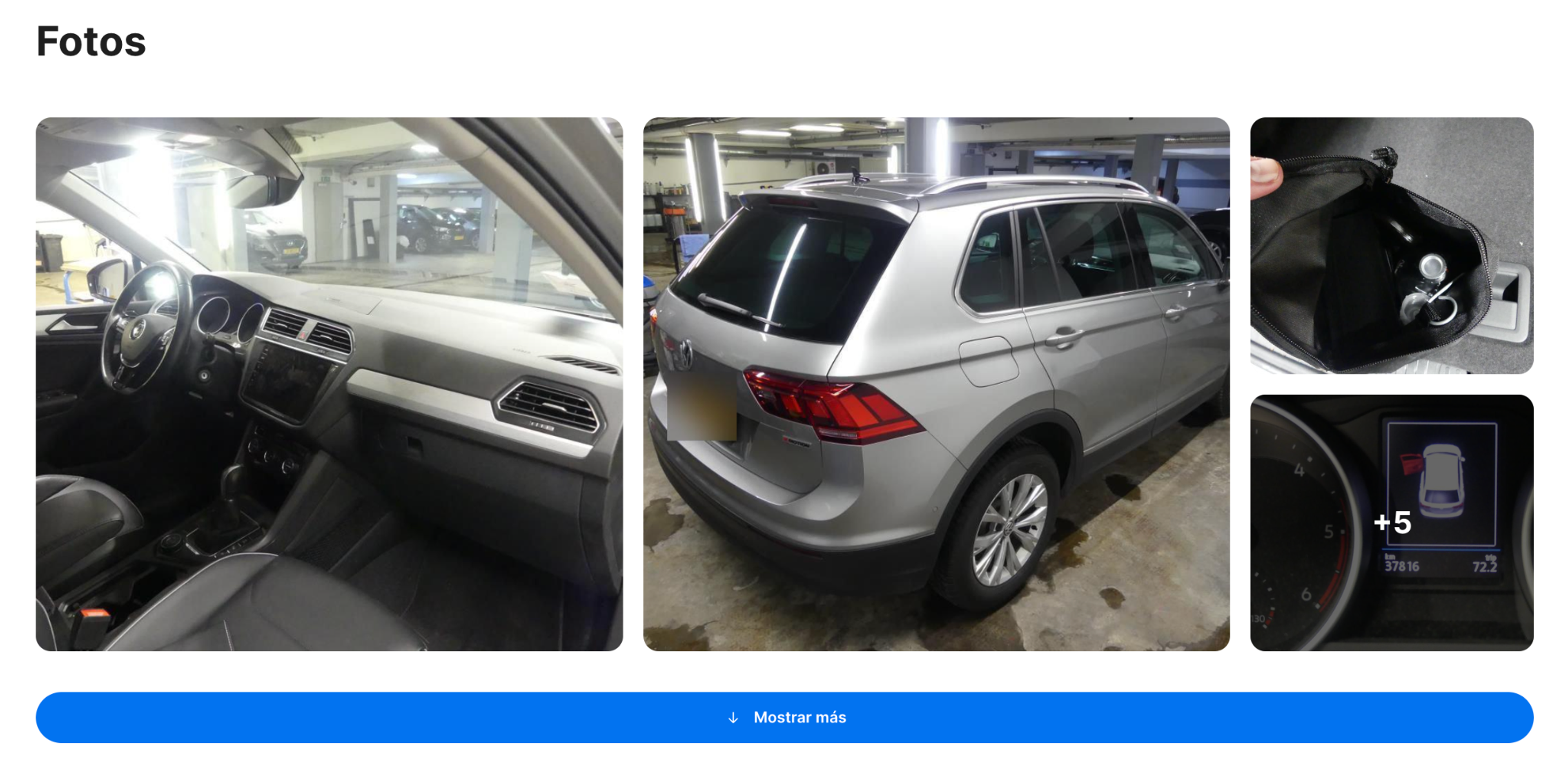 Sección de fotos en el informe carVertical