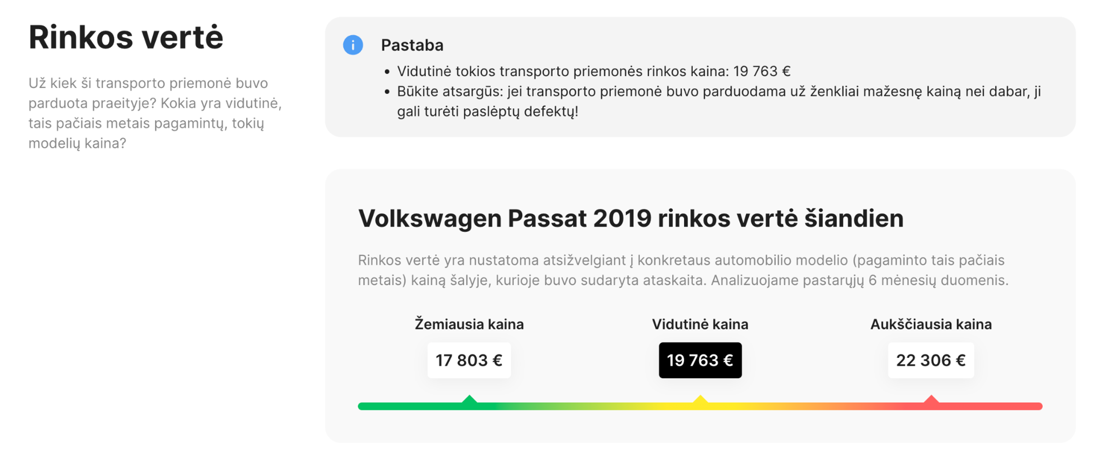 Automobilio vertinimo skiltis carVertical ataskaitoje
