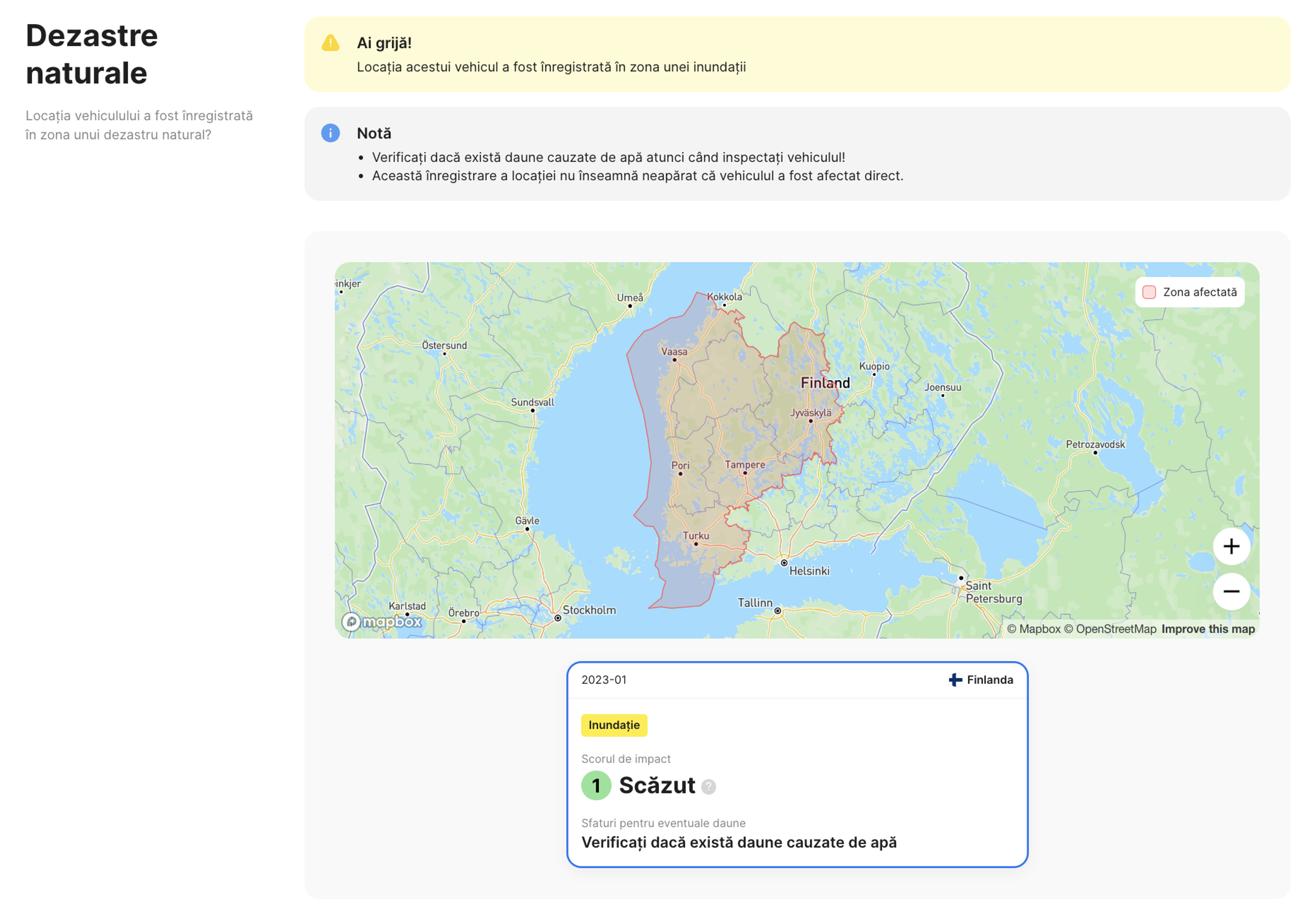 secțiunea dezastre naturale în raport carVertical