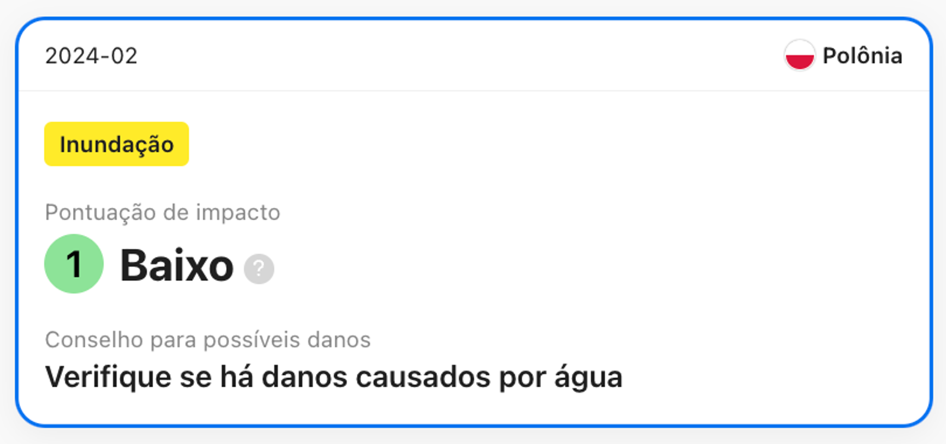 Registo de erupção vulcânica no relatório de histórico de veículos