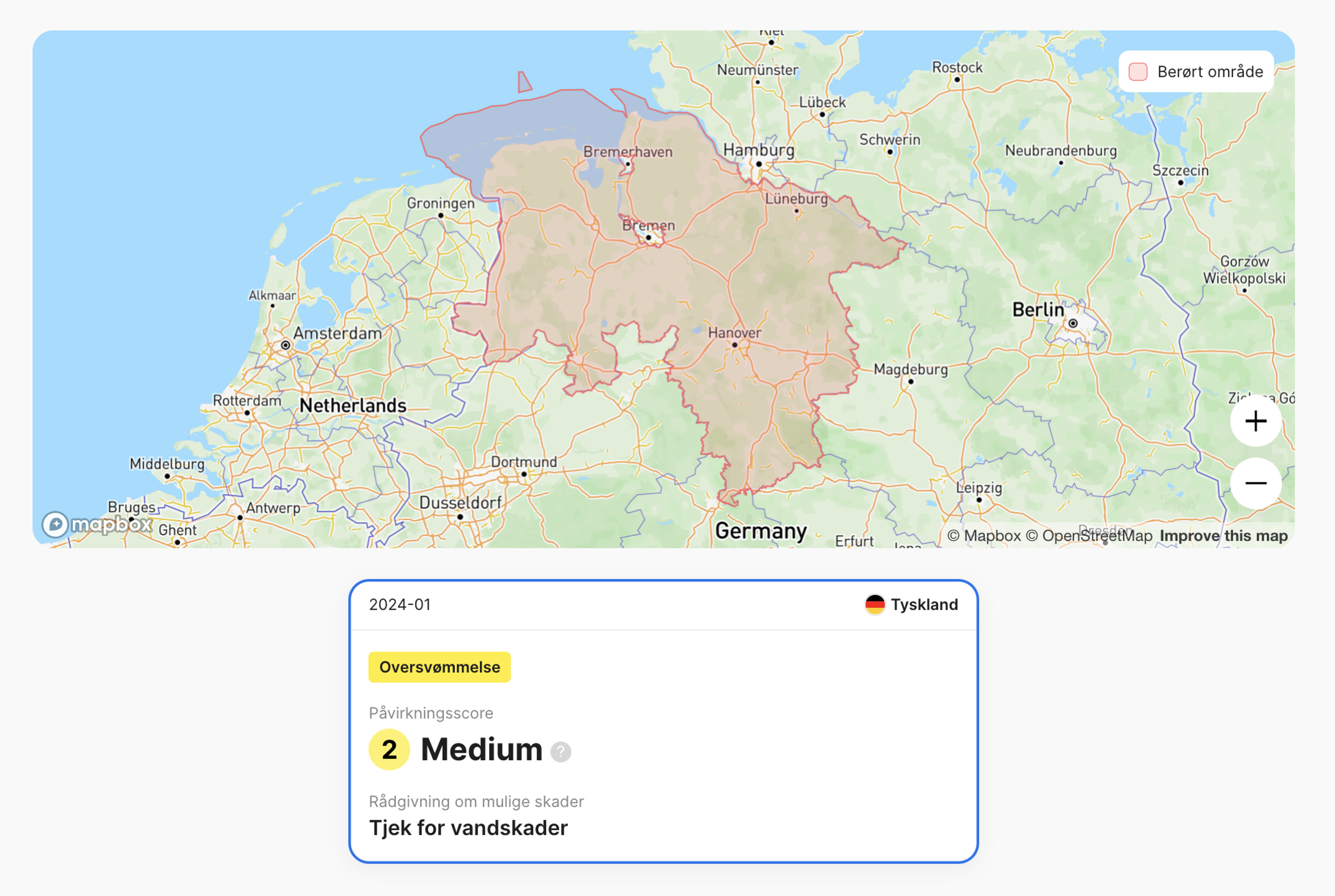 oversvømmelsesskader opdaget i "carVertical"-rapporten