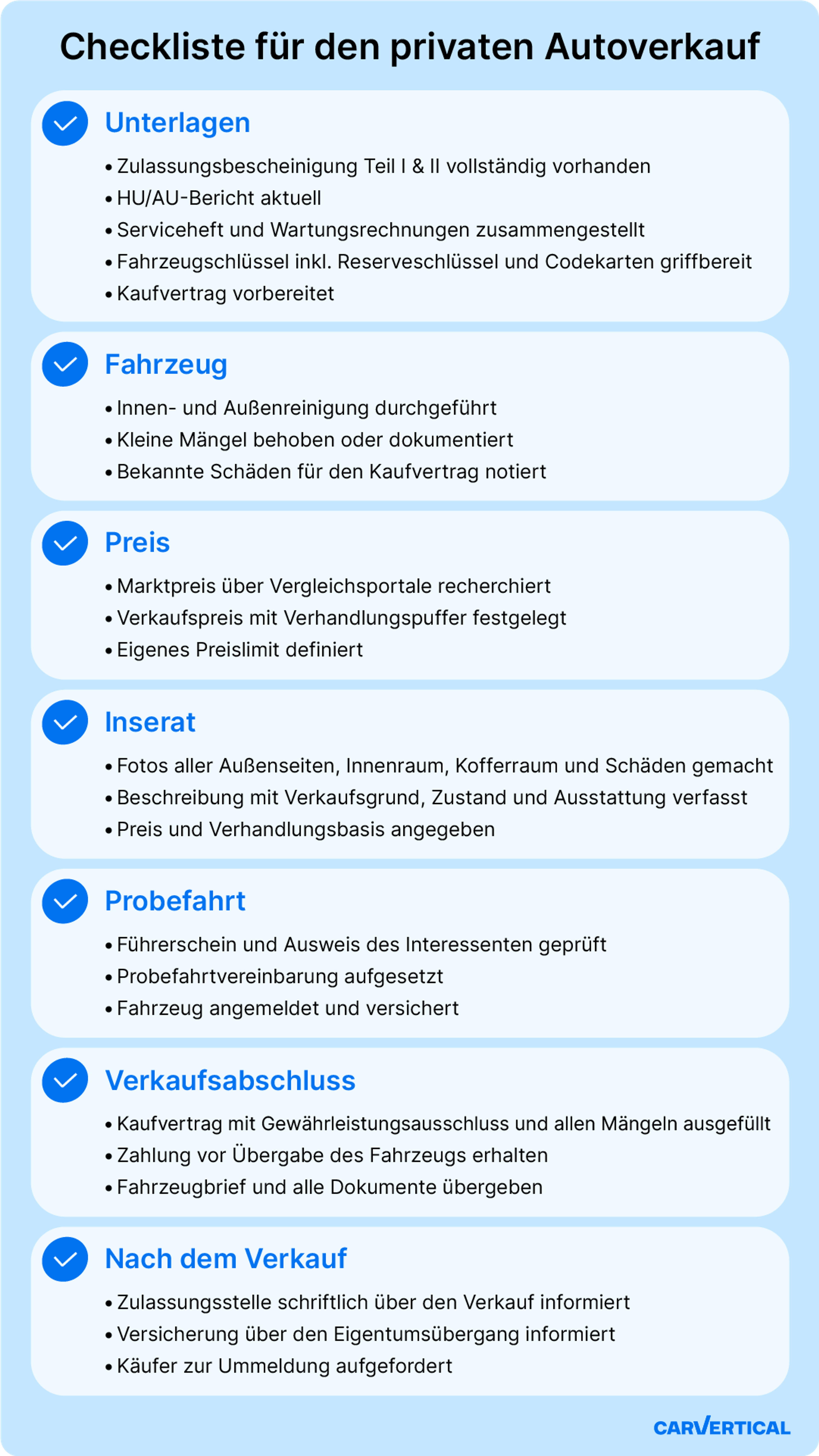 Checkliste für den privaten Autoverkauf