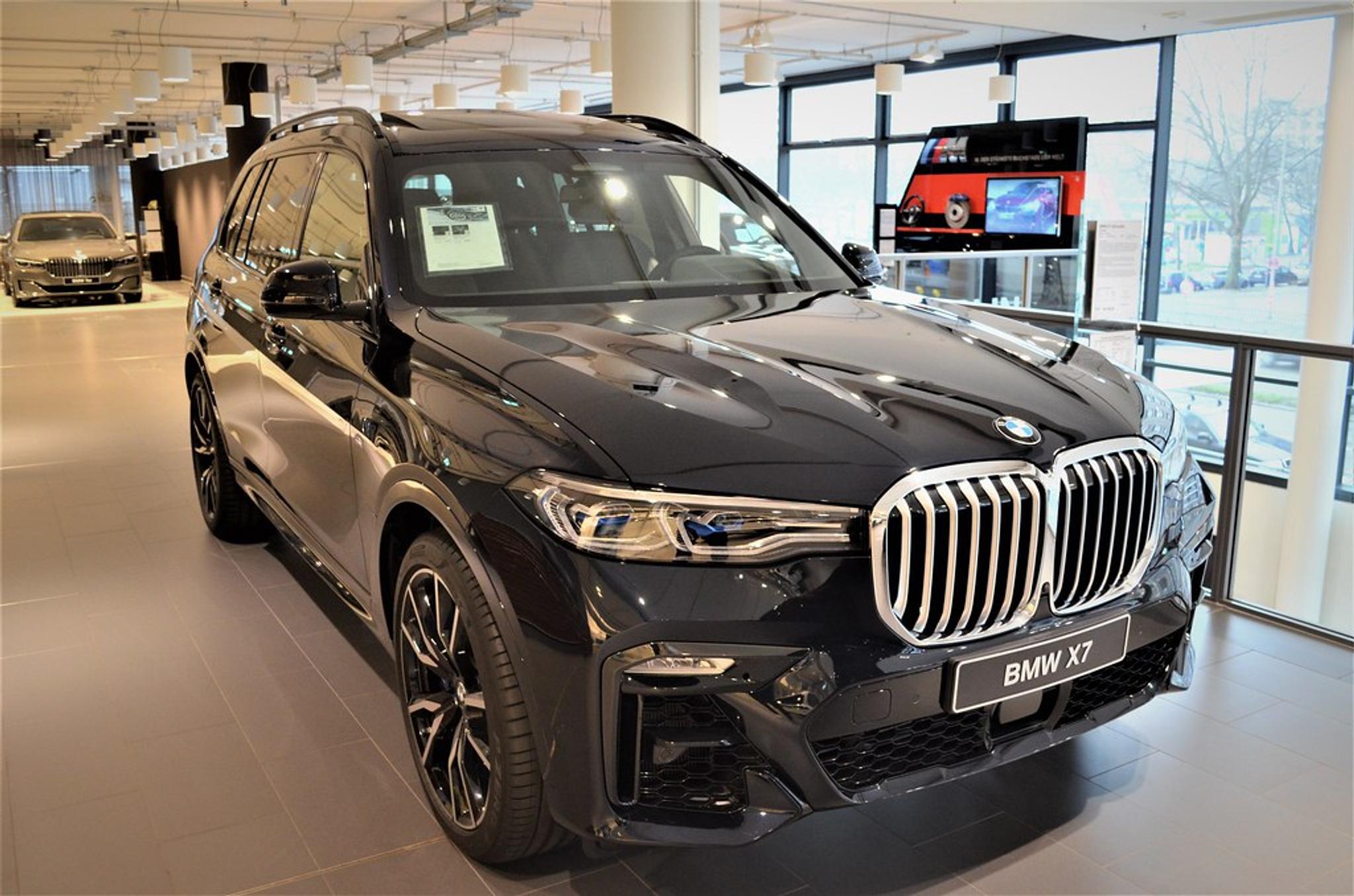 The new BMW X7 in a showroom