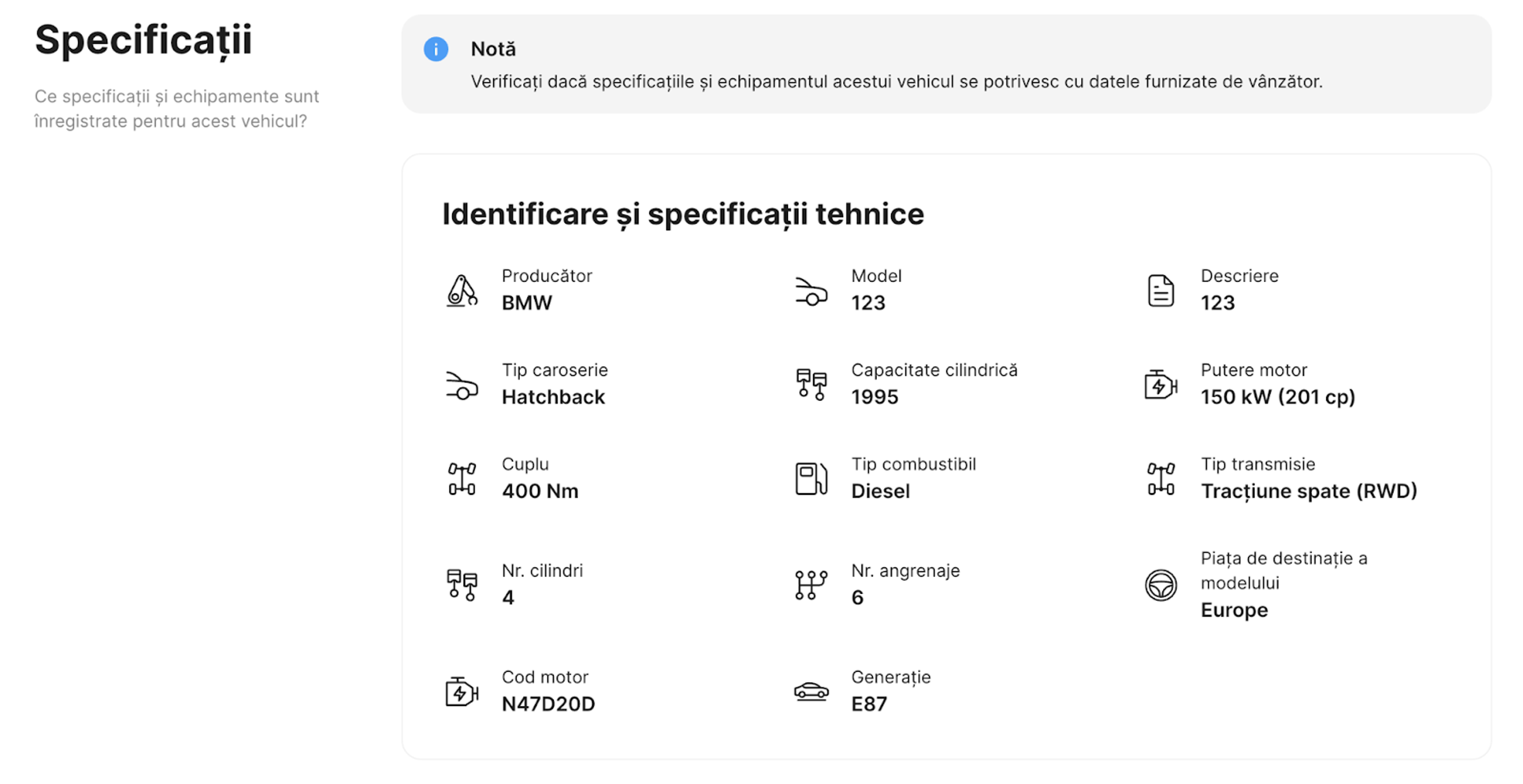 Specificațiile originale ale mașinii, decodate