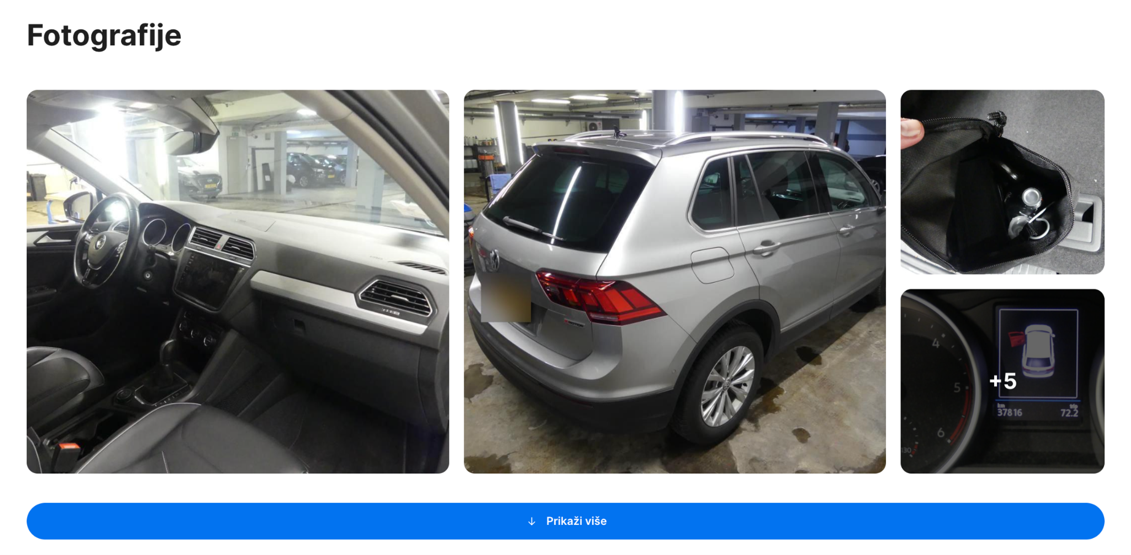 Odjeljak s fotografijama u carVertical izvješću