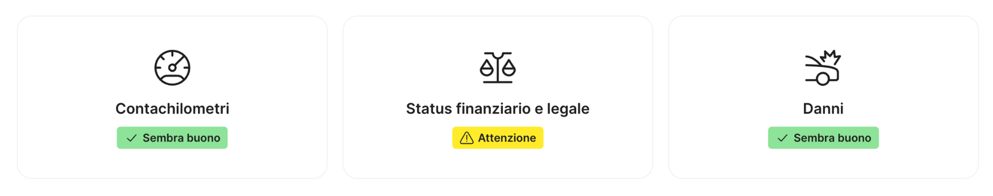 record trovati di stato finanziario e legale nel report carVertical