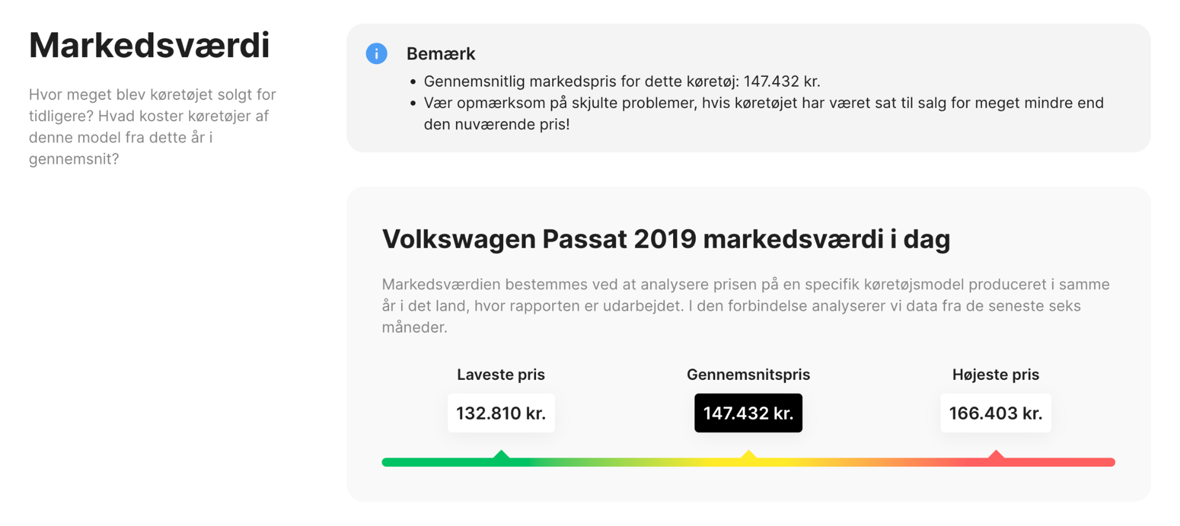 bilvurderingsafsnit i carVertical rapport