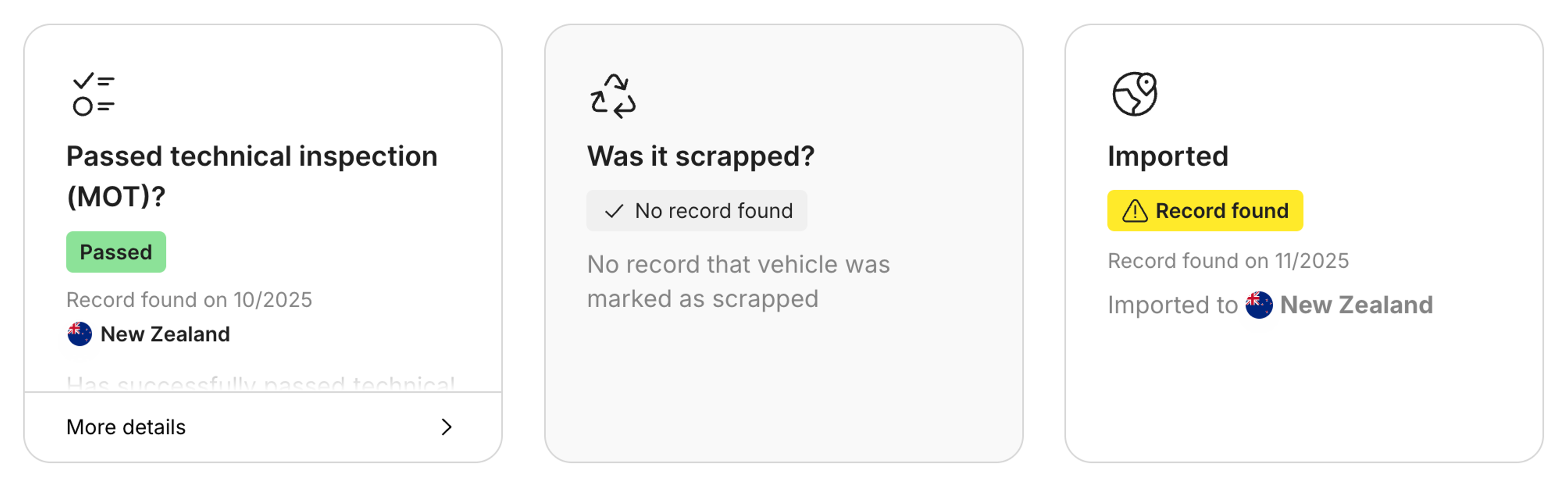 import records found in carVertical report