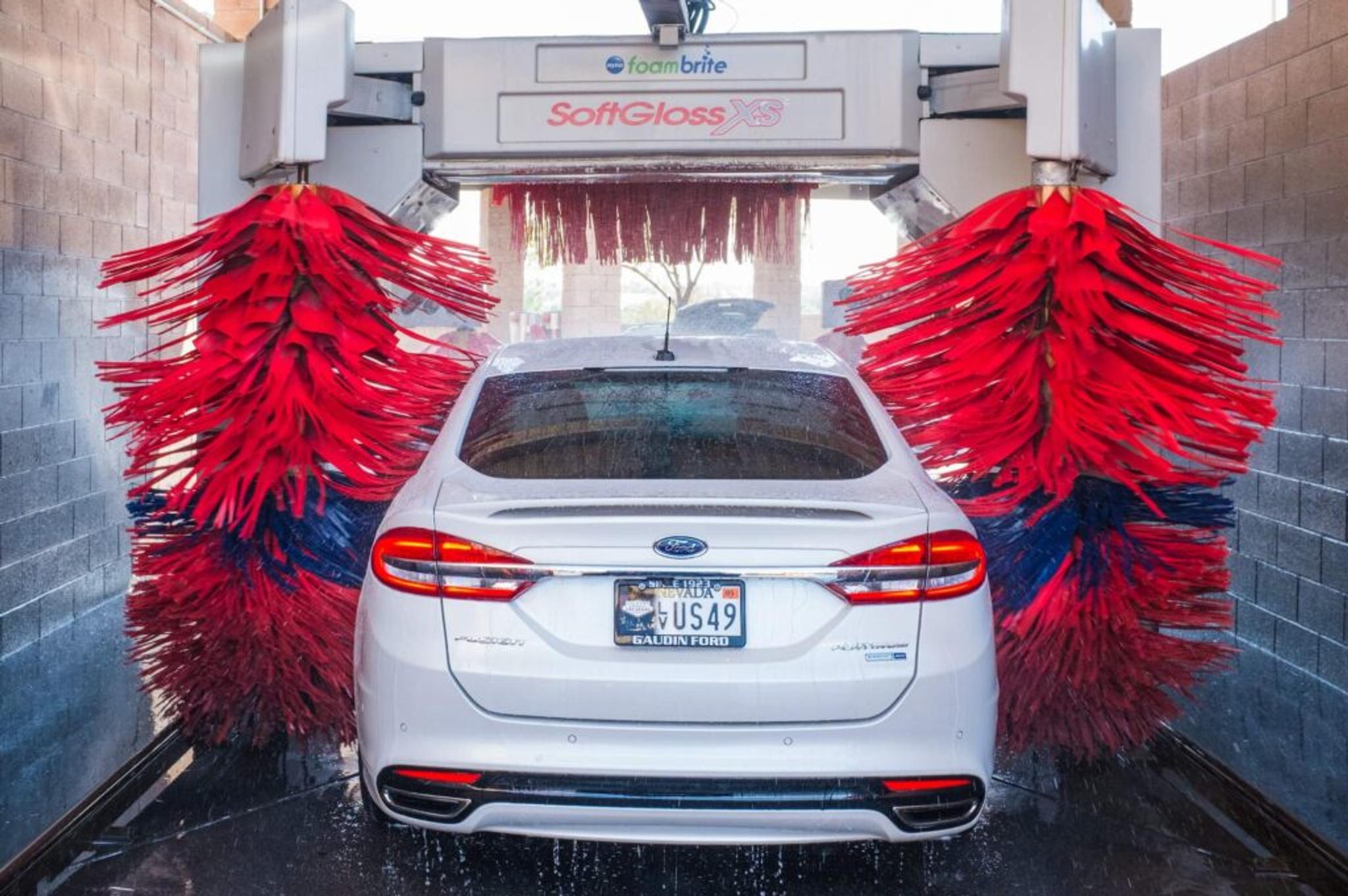 Car cleaning in automatic car wash Ford Fusion hybrid