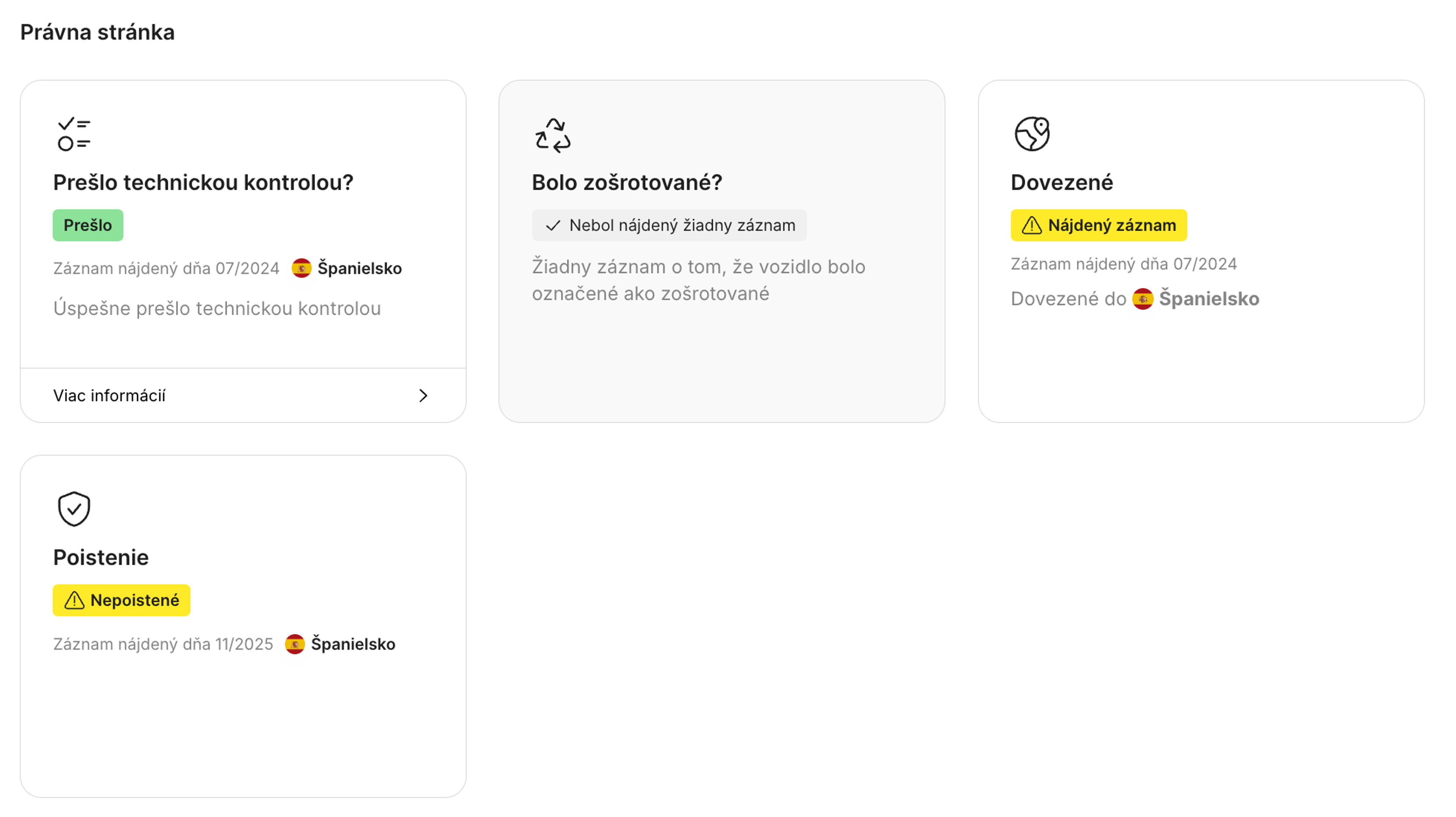 Nájdené záznamy o importe v carVertical správe