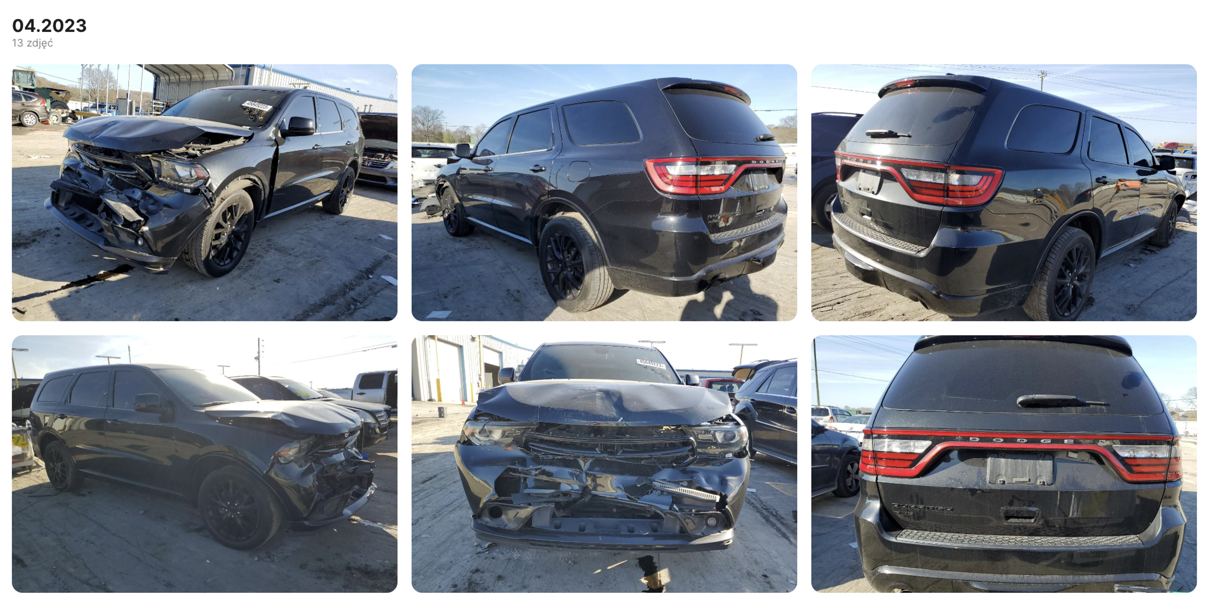 Un Dodge Durango avariat prezentat într-un raport de istoric