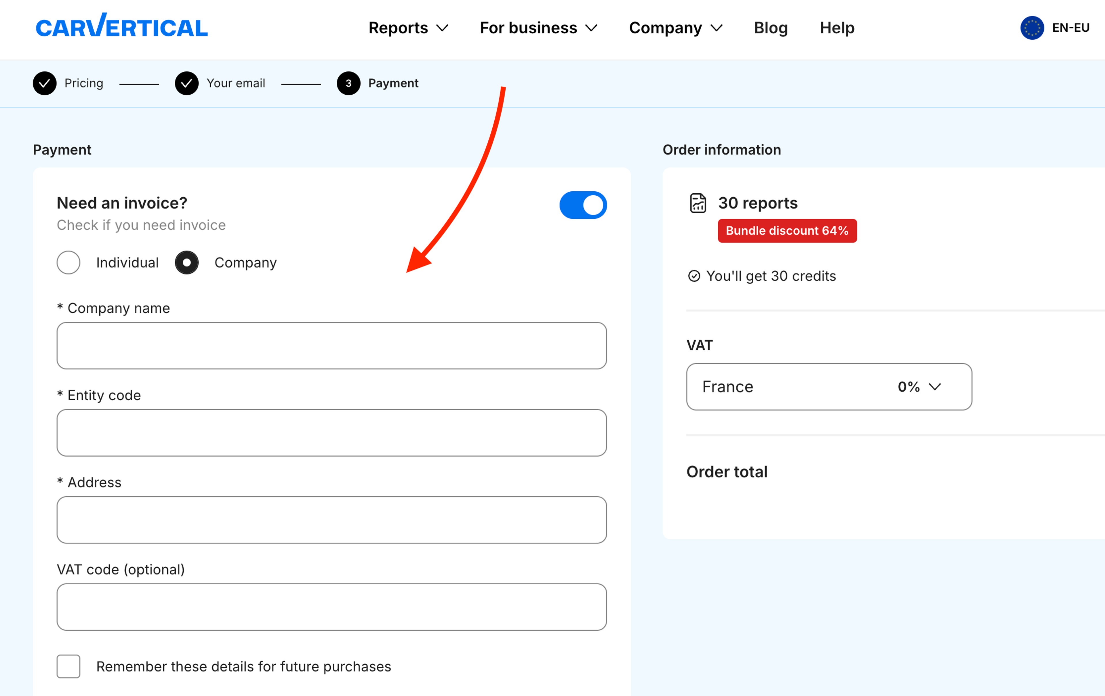 payment details