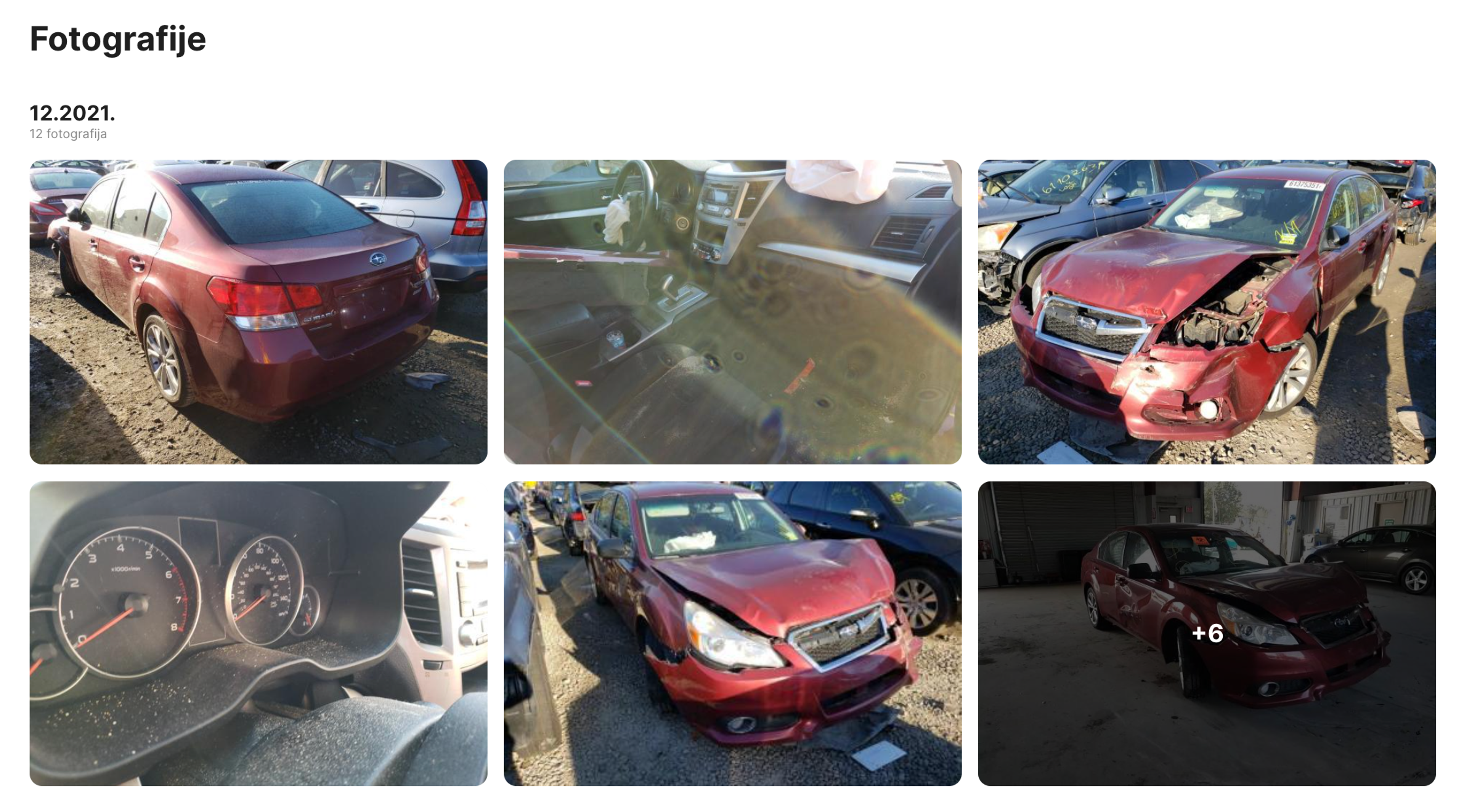 Slike oštećenja automobila iz prošlosti u carVertical izveštaju