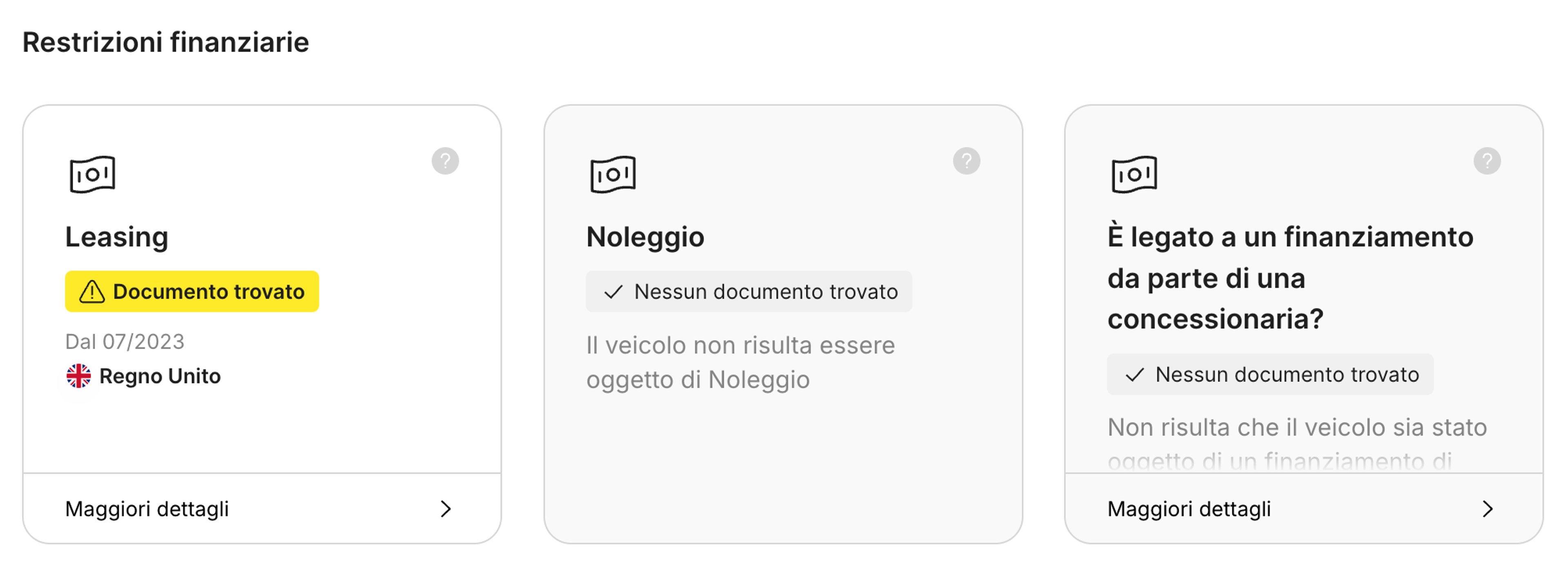 leasing trovato nel report carVertical