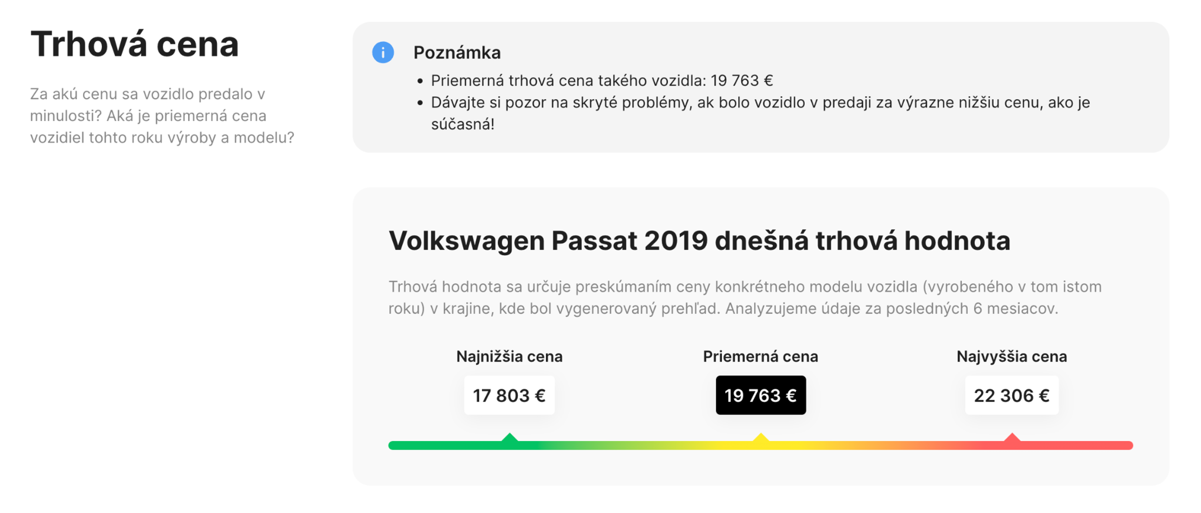 časť oceňovania auta v správe carVertical