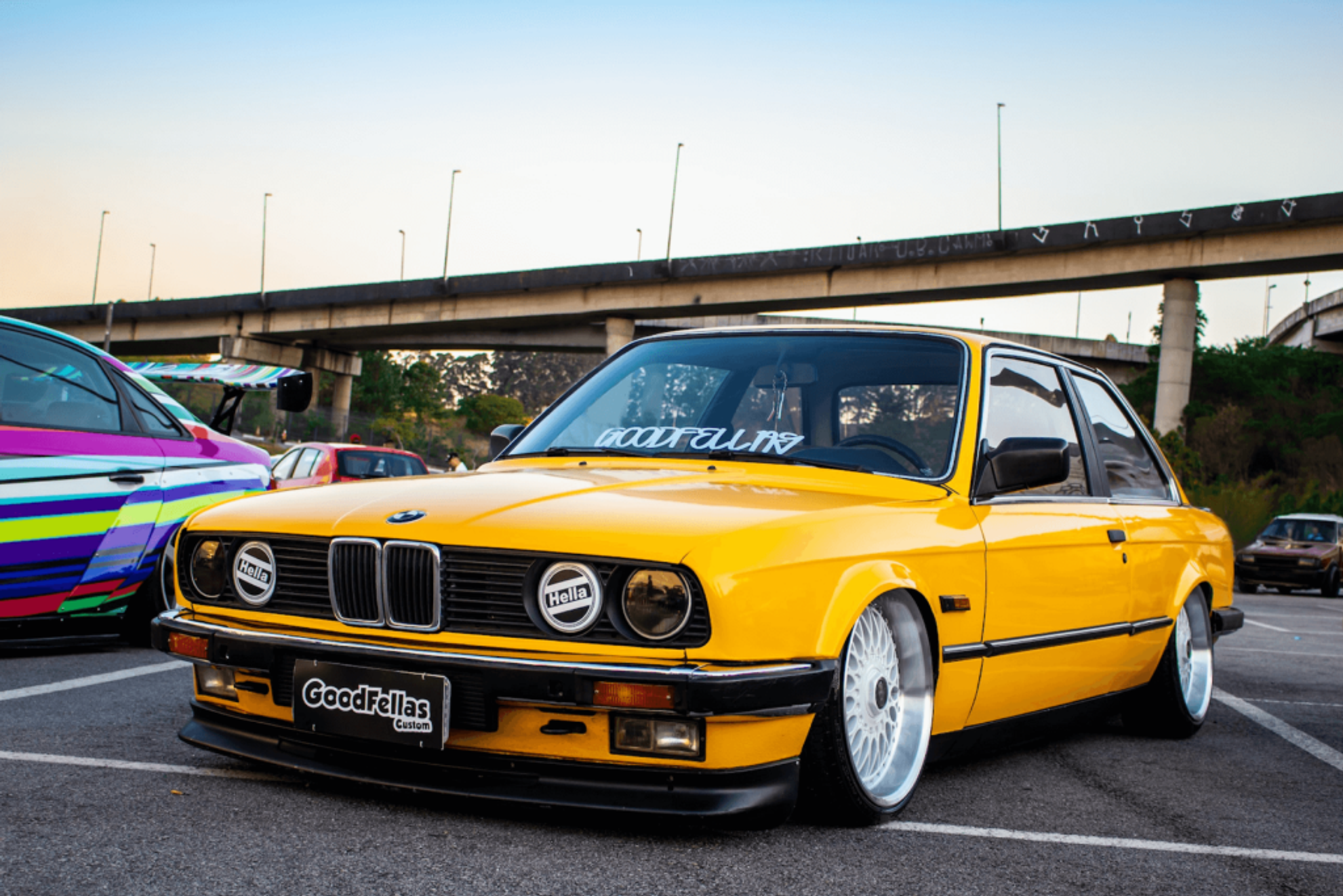 BMW yellow e36 tuning stanced