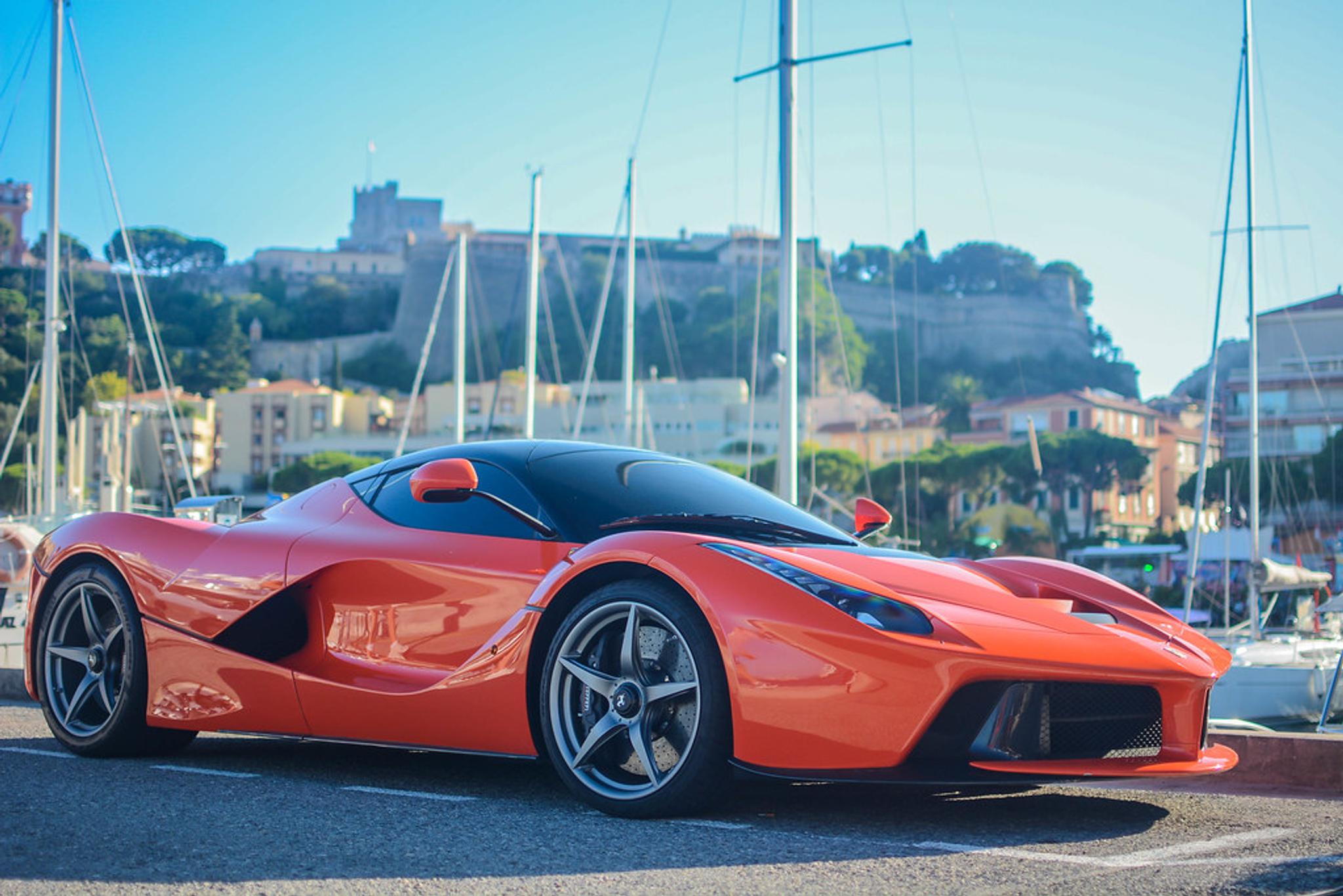 Red Ferrari LaFerrari in the docks