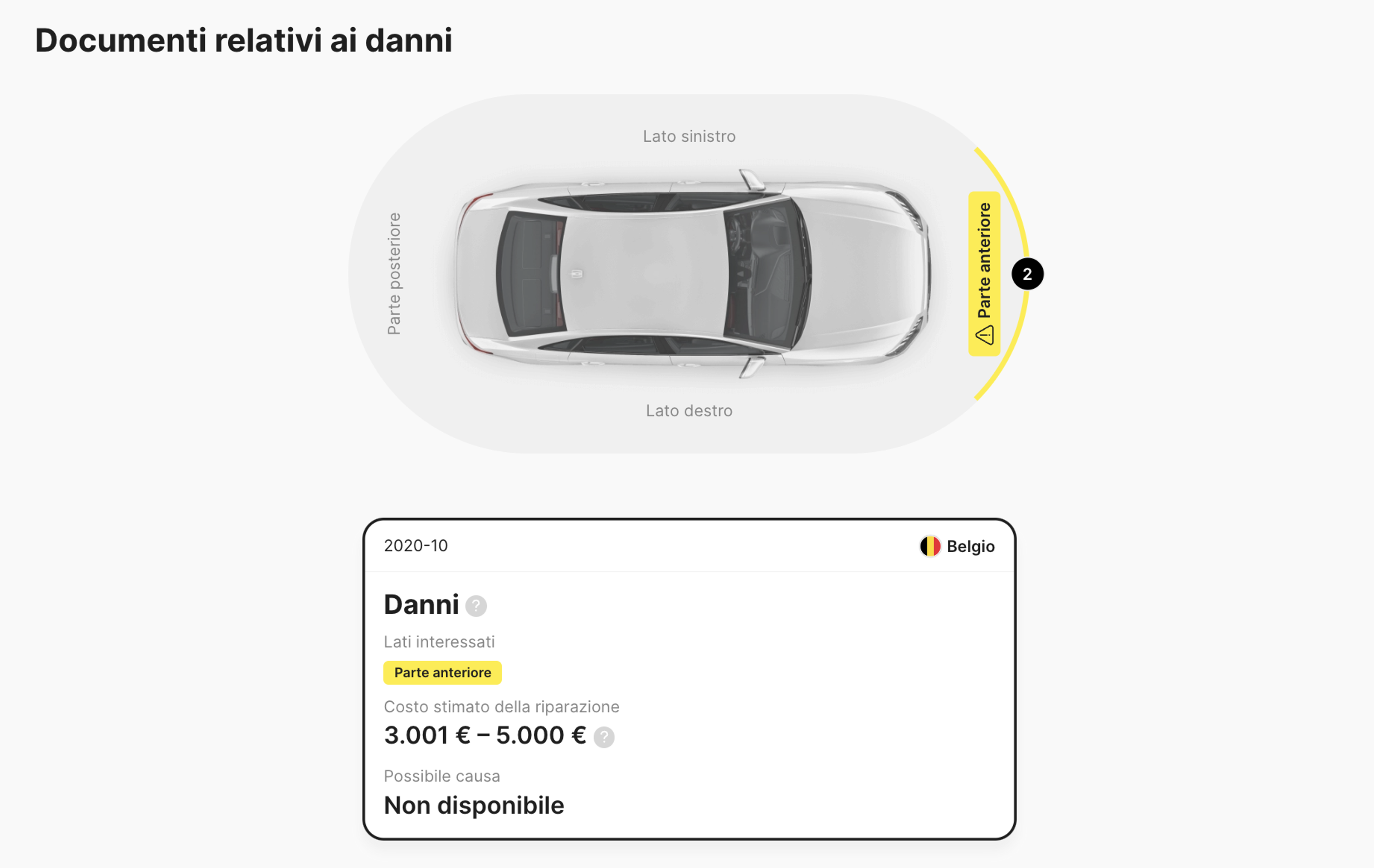 Registrazione dei danni nel report carVertical