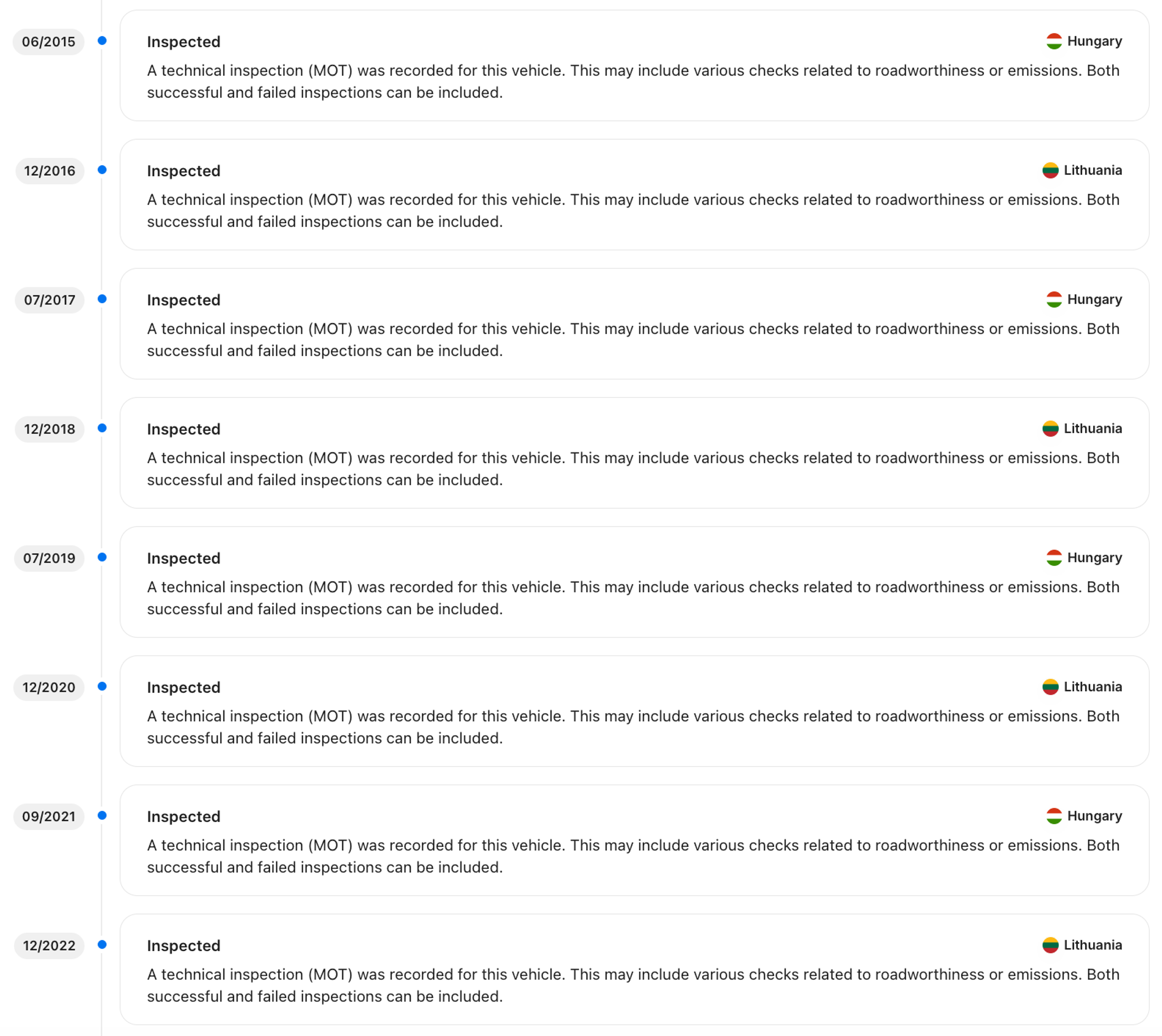BMW X3 timeline section