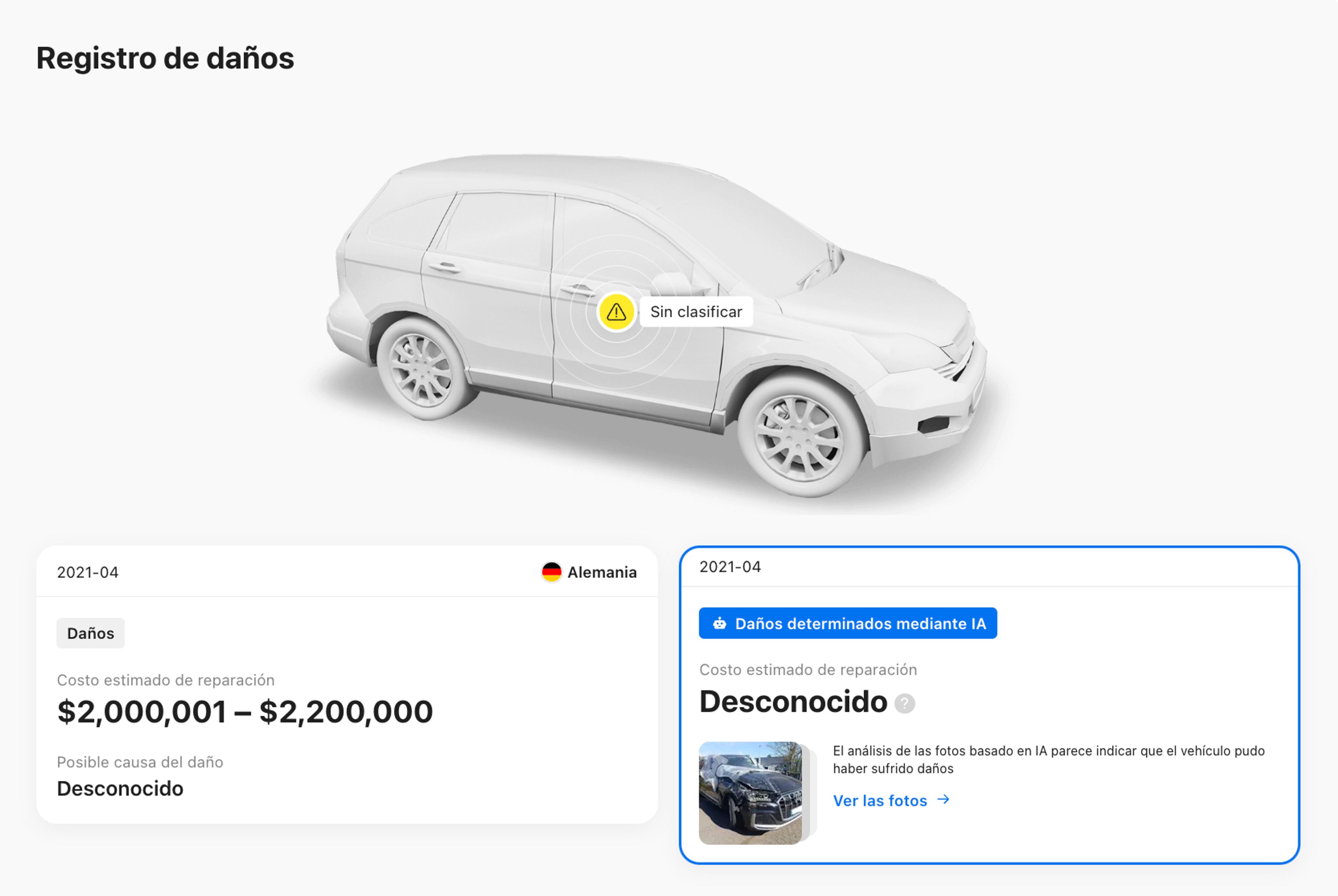 La IA detectó daños a partir de fotografías de vehículos