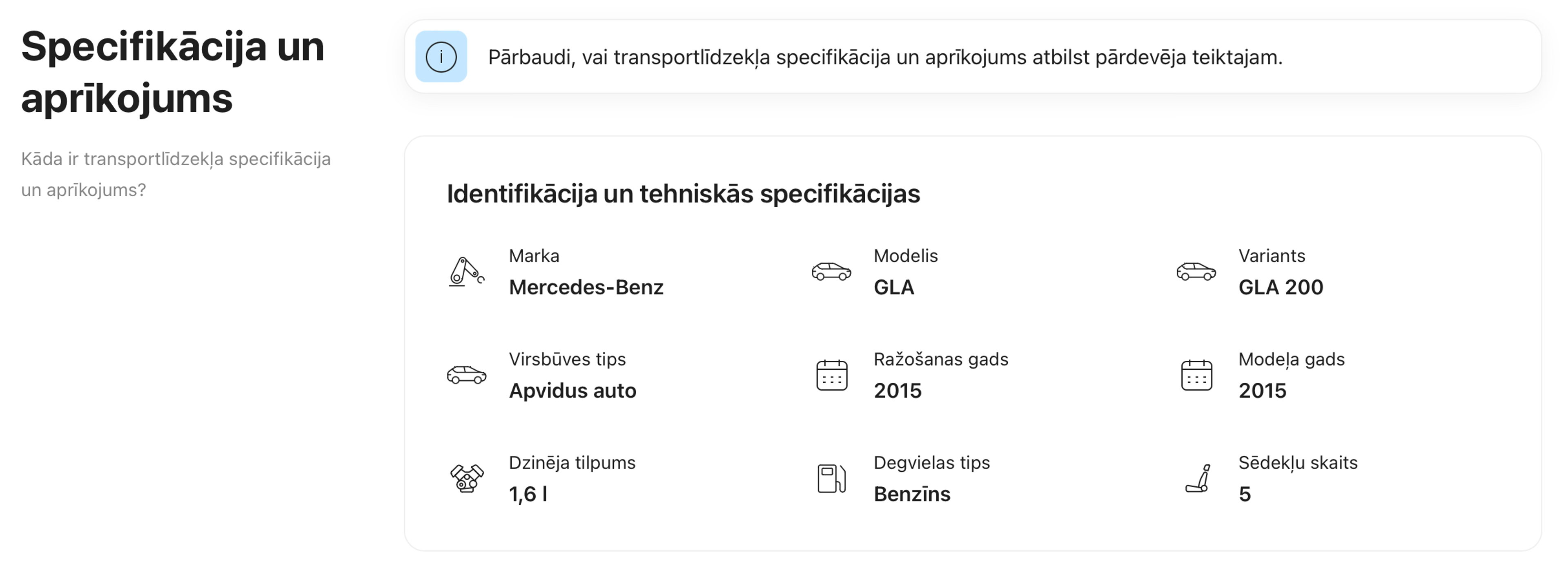 Mercedes-Benz specifikācijas