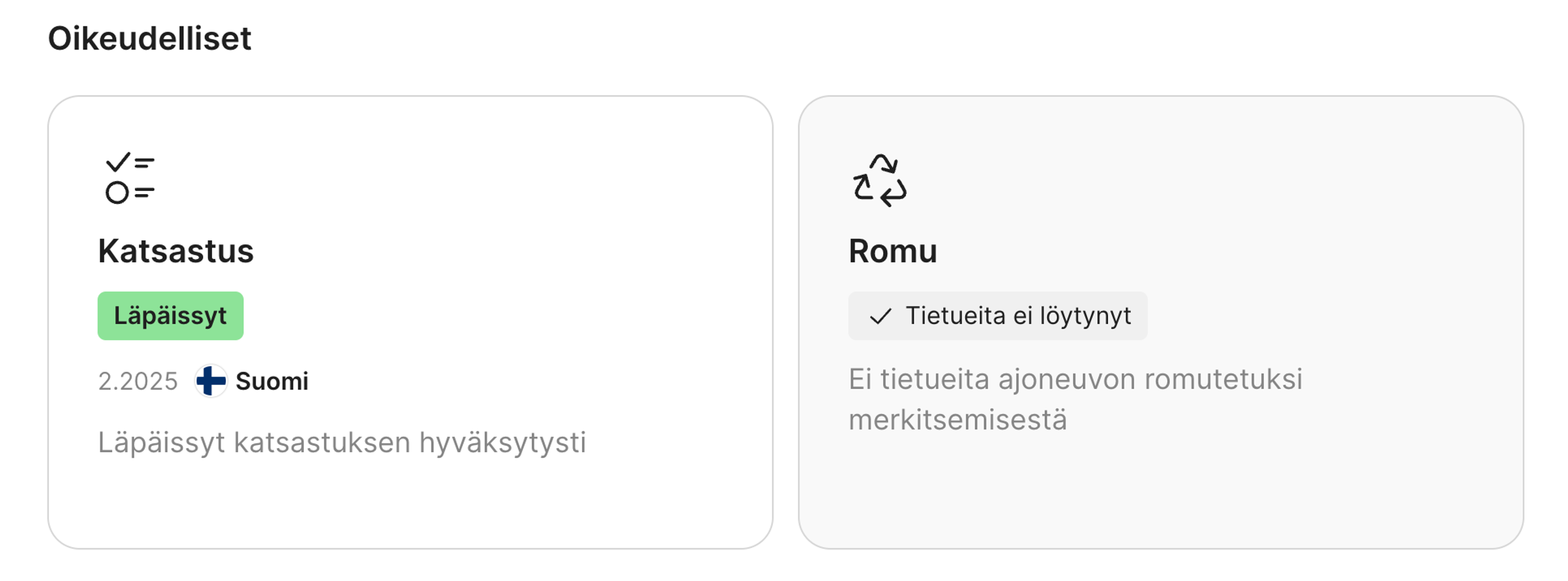 Auton oikeudellinen tila carVerticalin raportissa