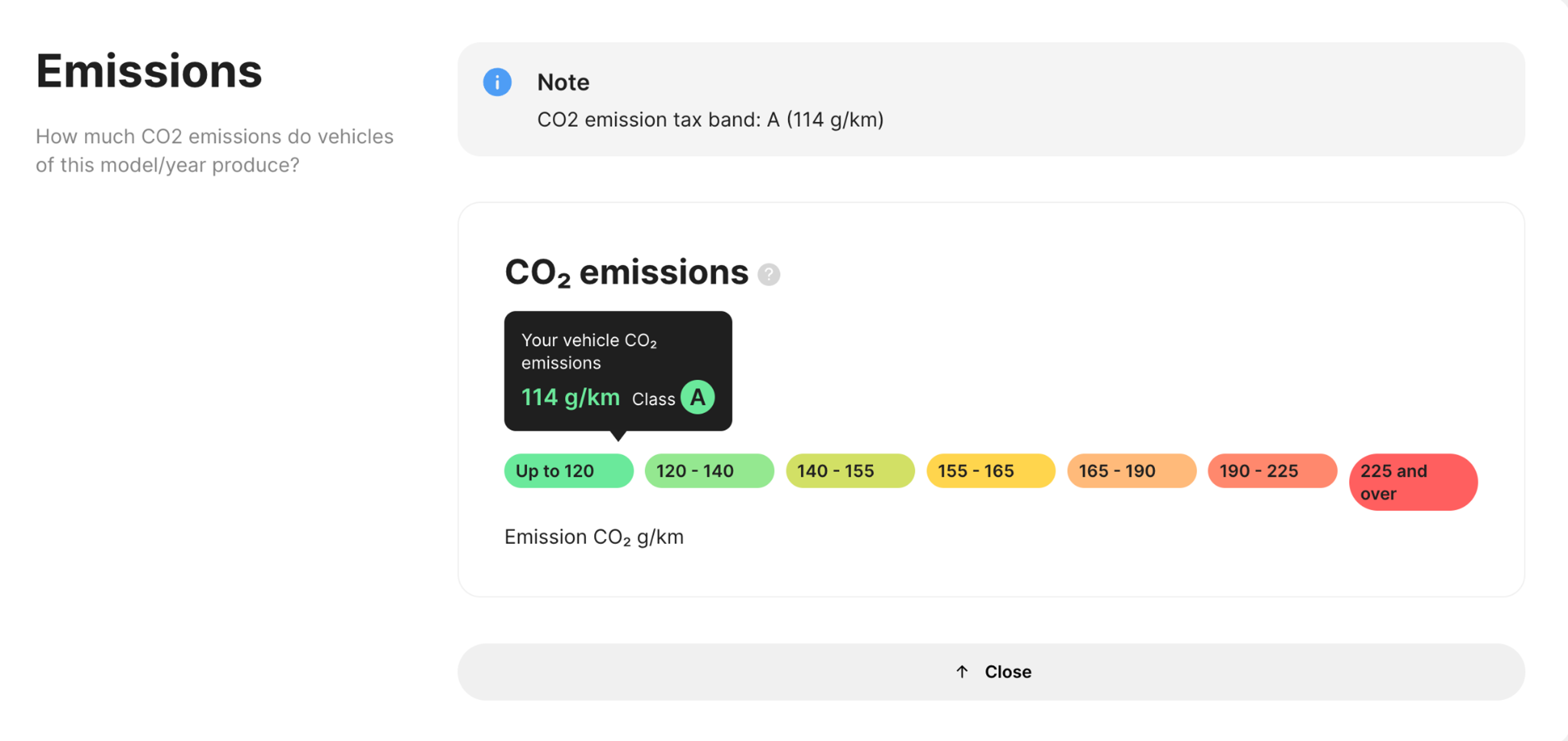 emissions section in carVertical report