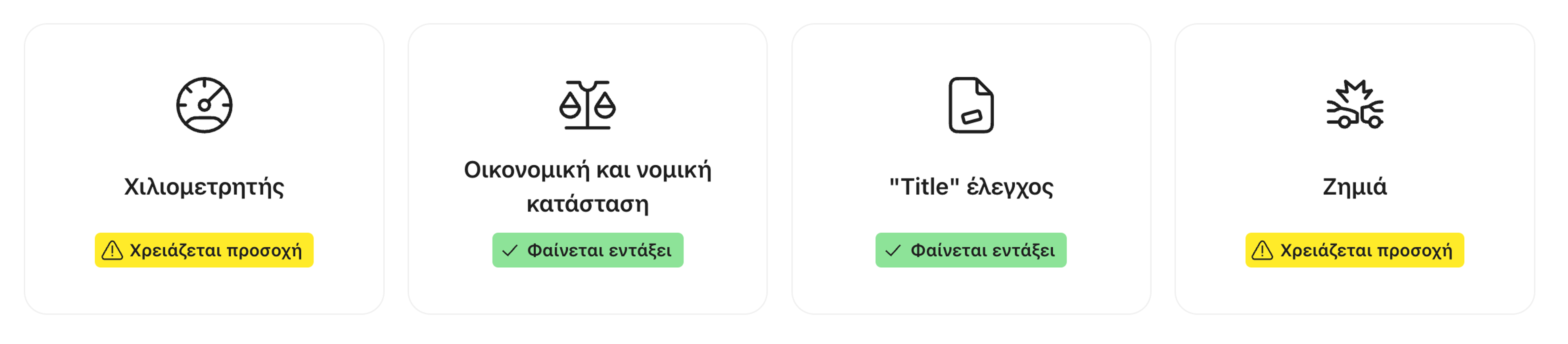 Αναφορές χρονομετρημένων και κατεστραμμένων οχημάτων