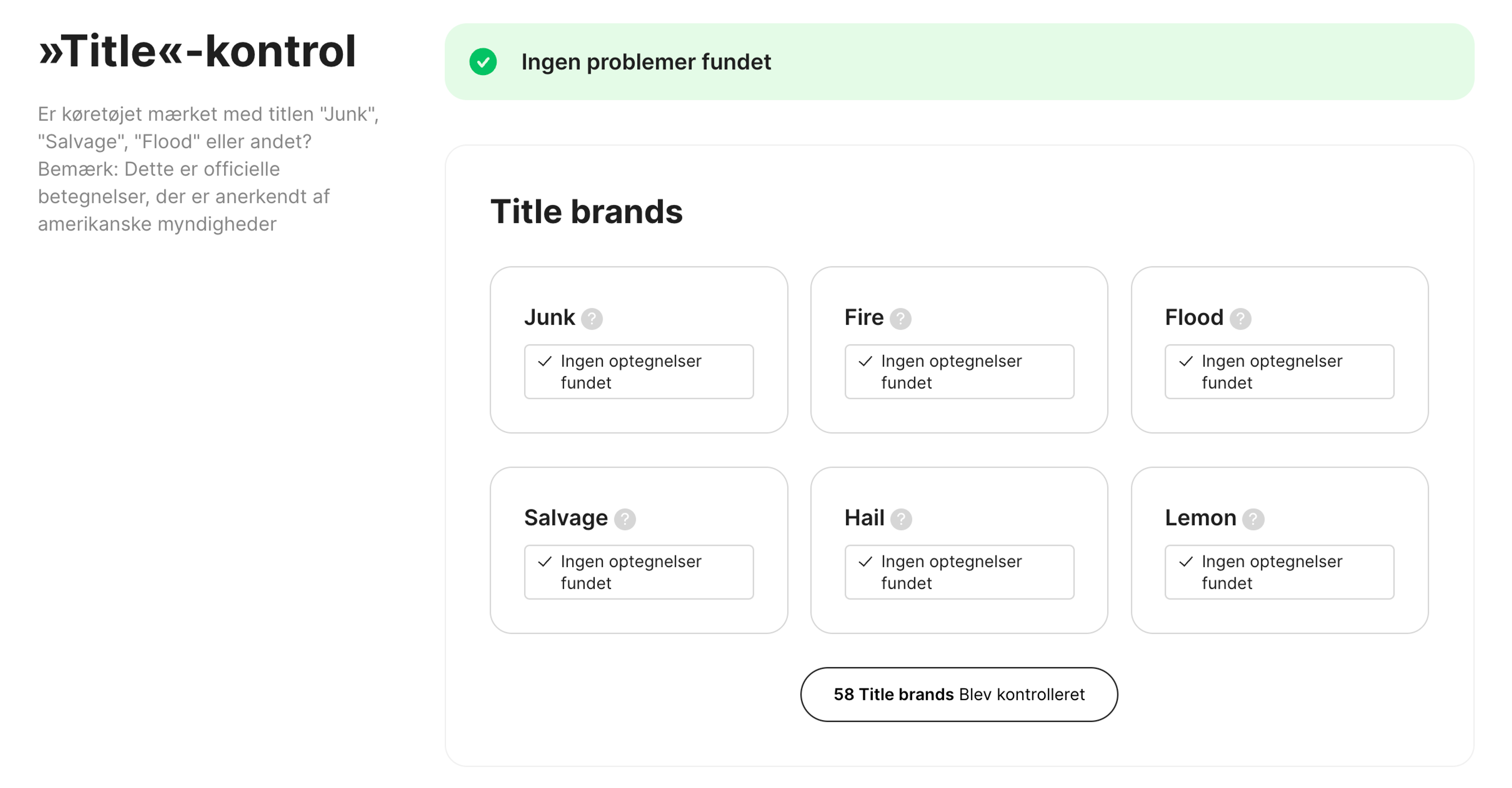 titelkontrol i en carVertical-rapport