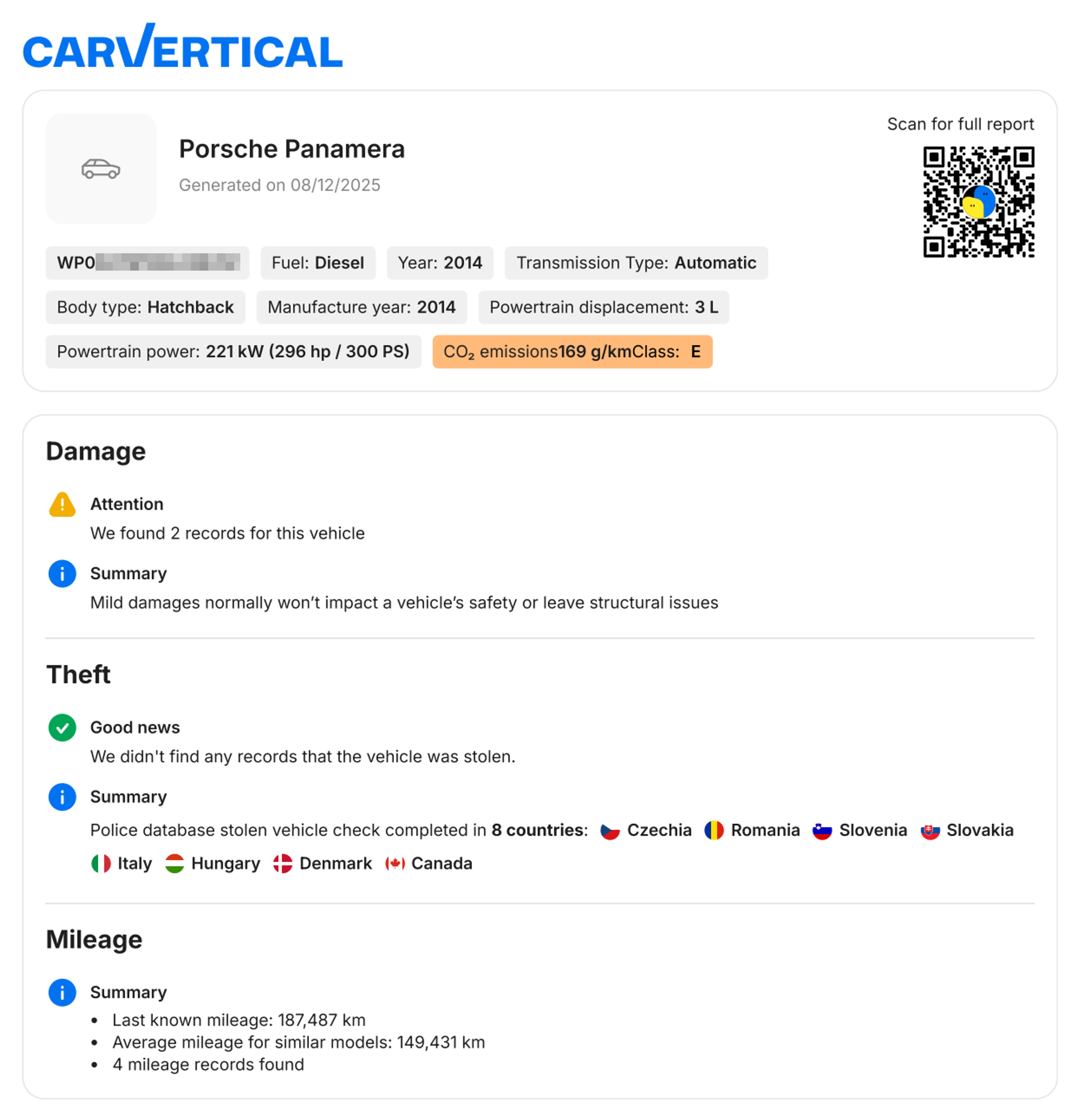 Car data included in the PDF one-pager