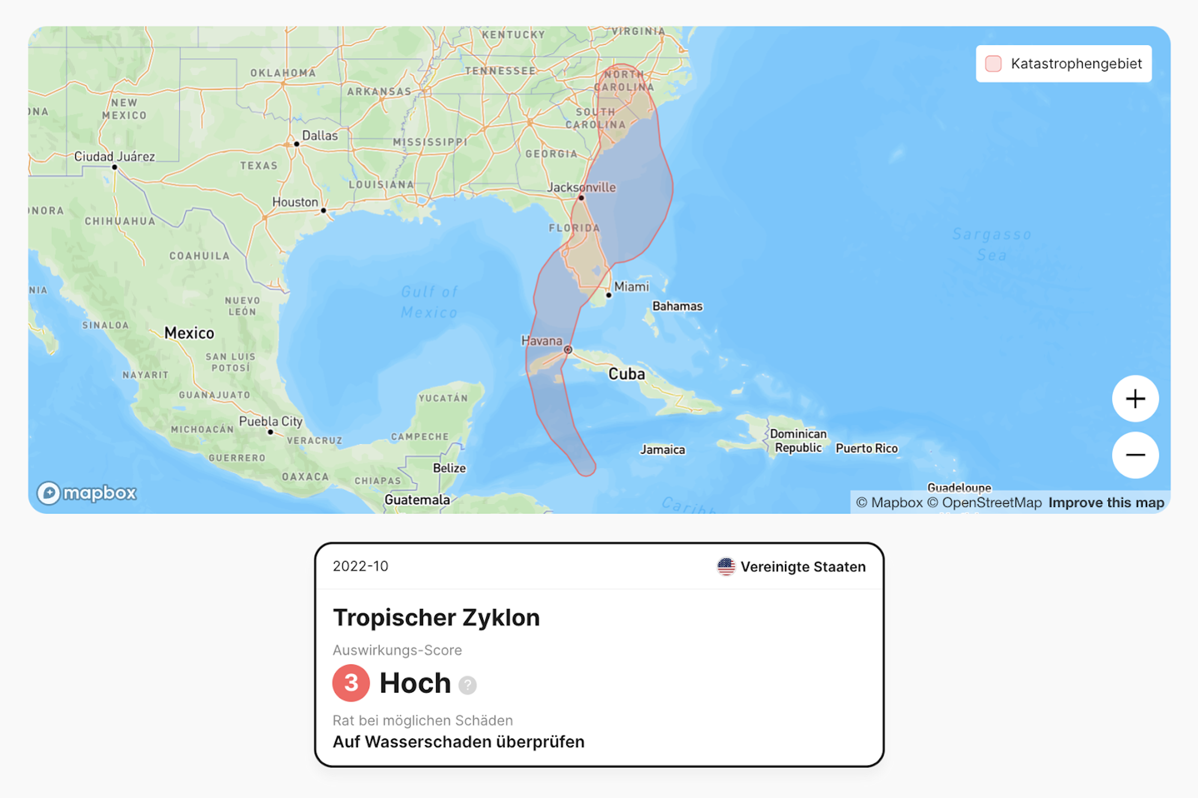 tropischer Wirbelsturm in einem historischen Bericht
