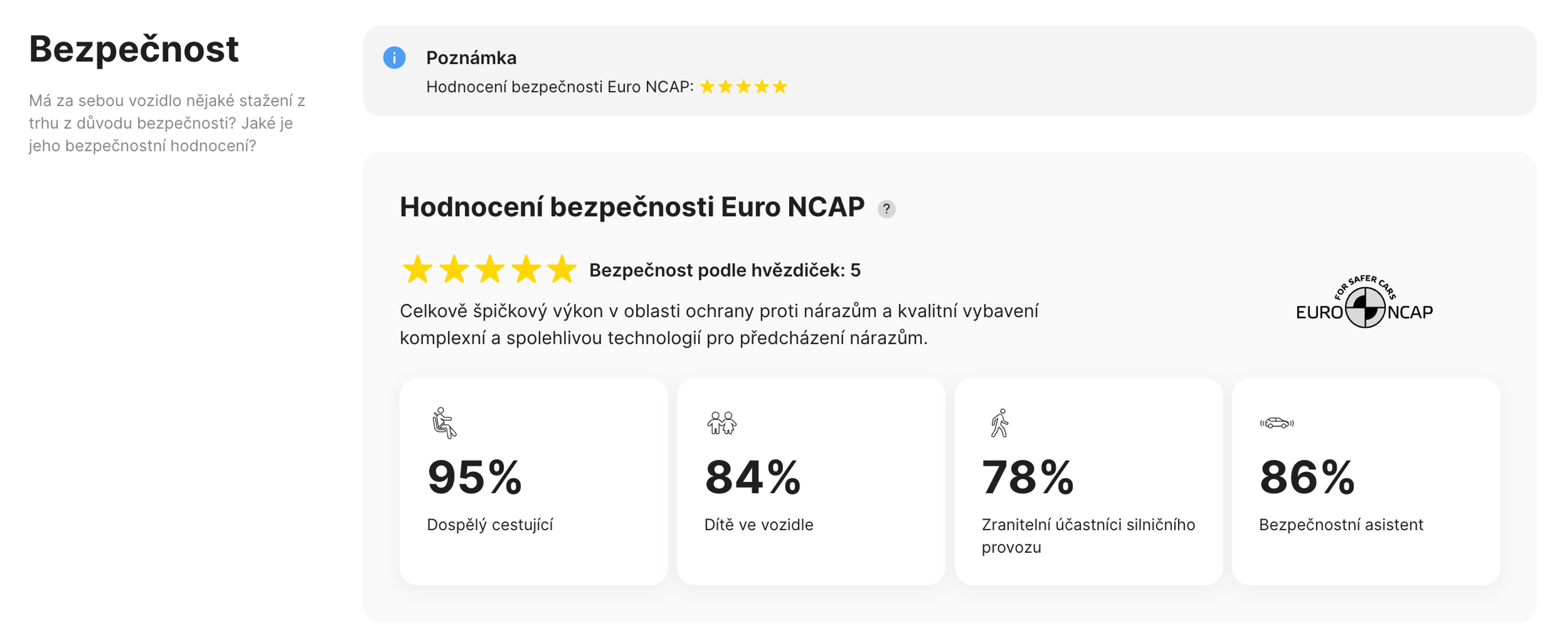 Bezpečnostní sekce ve zprávě carVertical