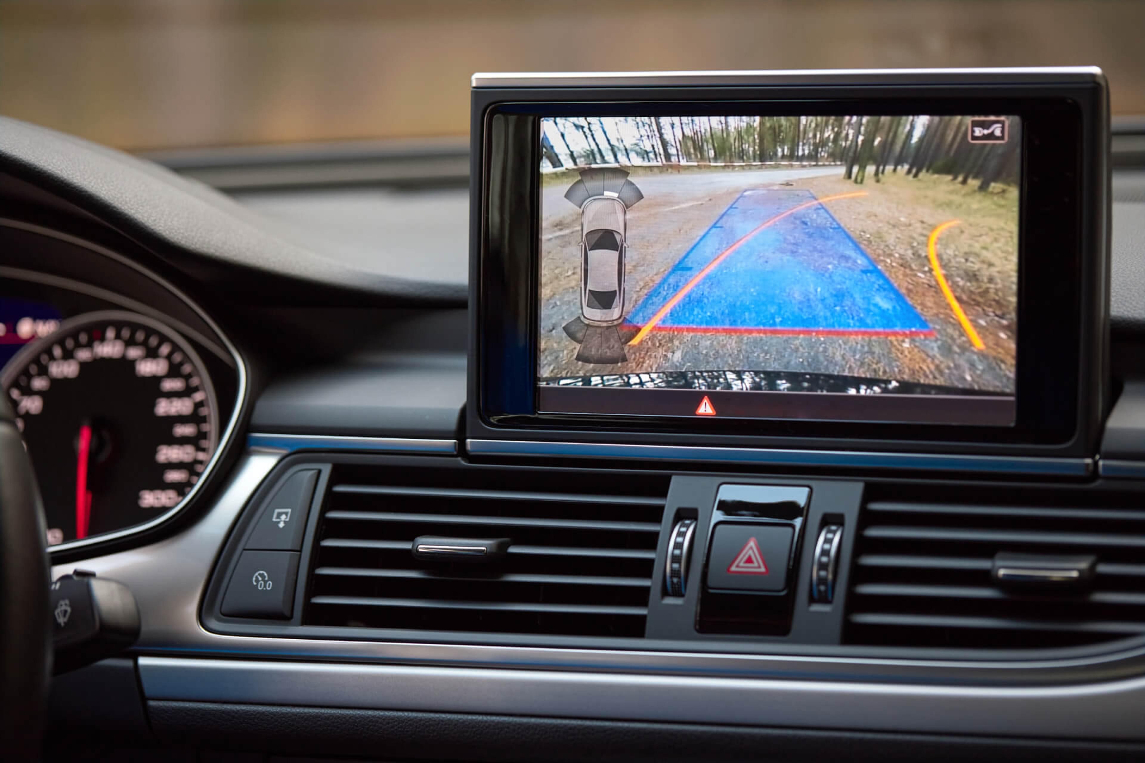 Rear view camera in car board monitor